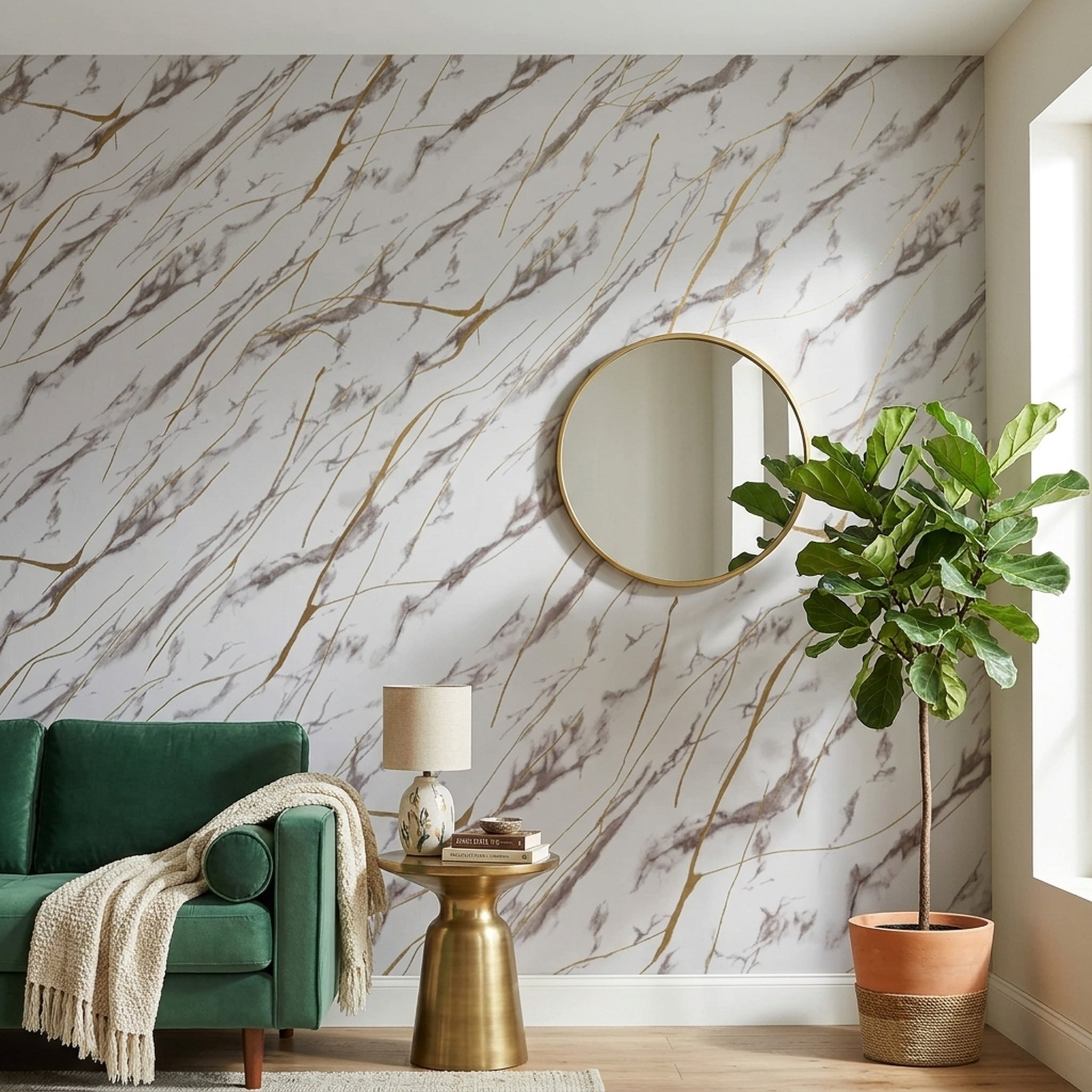 GURU JI DECOR AND ELECTRICAL Elegant Marble Gold Vein Wallpaper 5