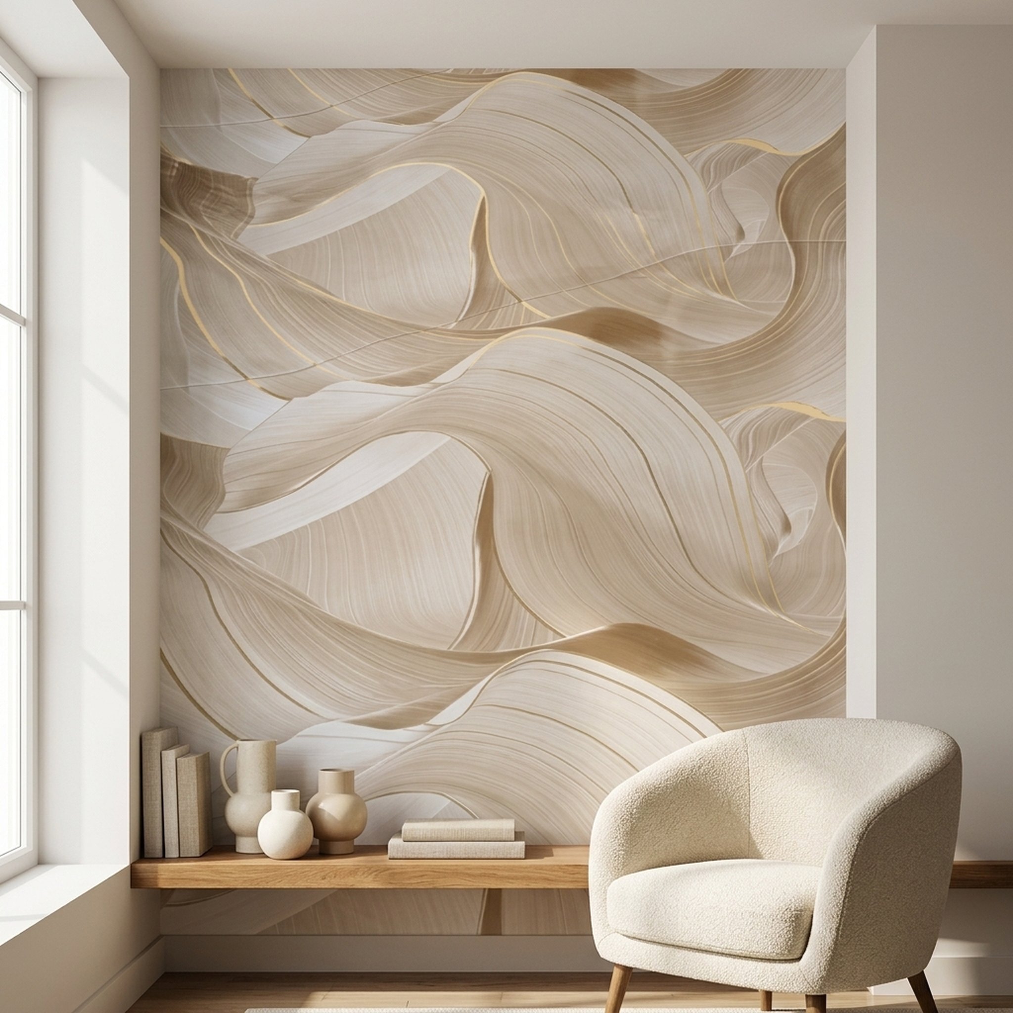 GURU JI DECOR AND ELECTRICAL Abstract Wavy Beige Wall Decor 5