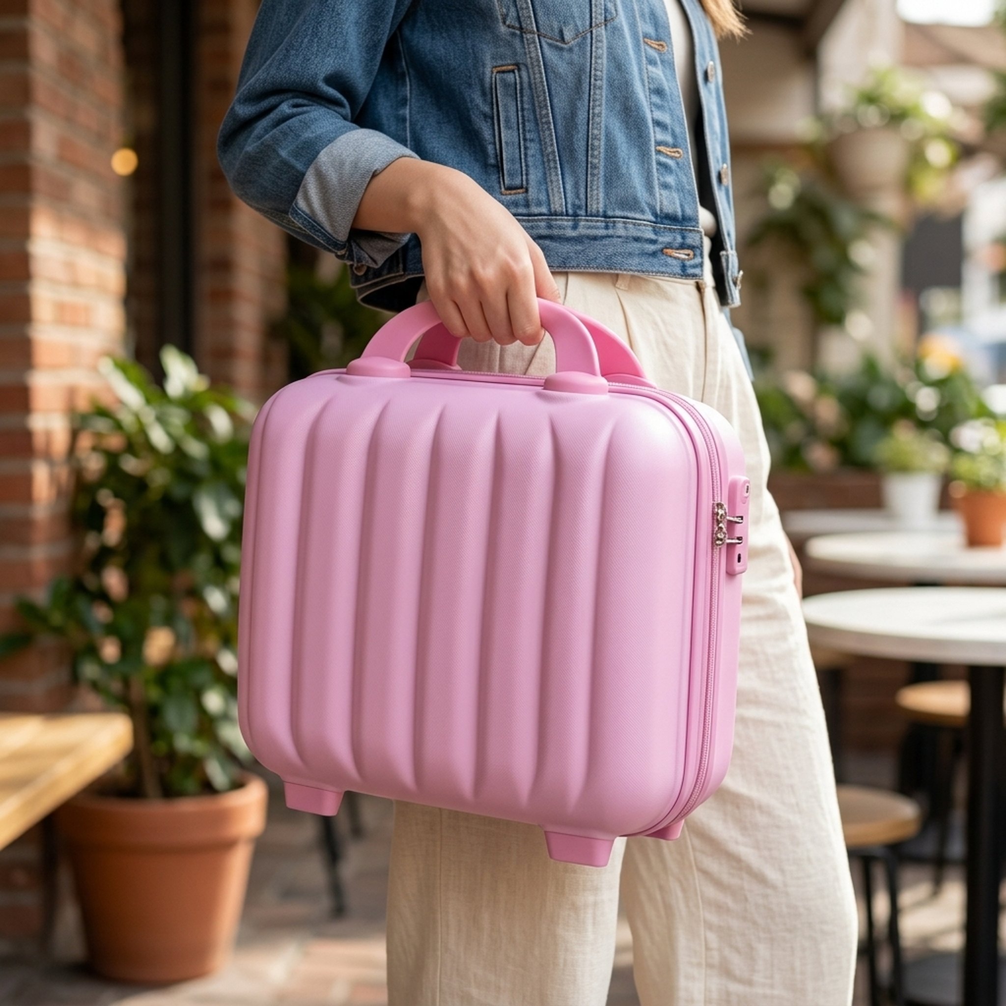 Kanha Toys & Gift Gallery Pink Ridged Hardshell Vanity Case