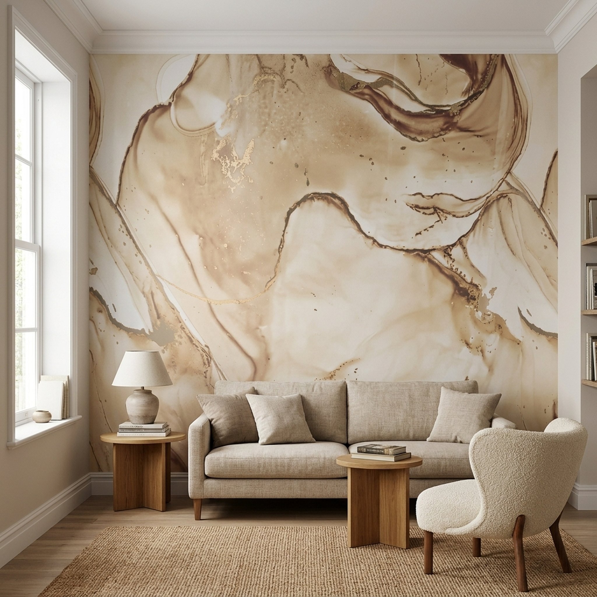 GURU JI DECOR AND ELECTRICAL Abstract Gold Fluid Wall Mural