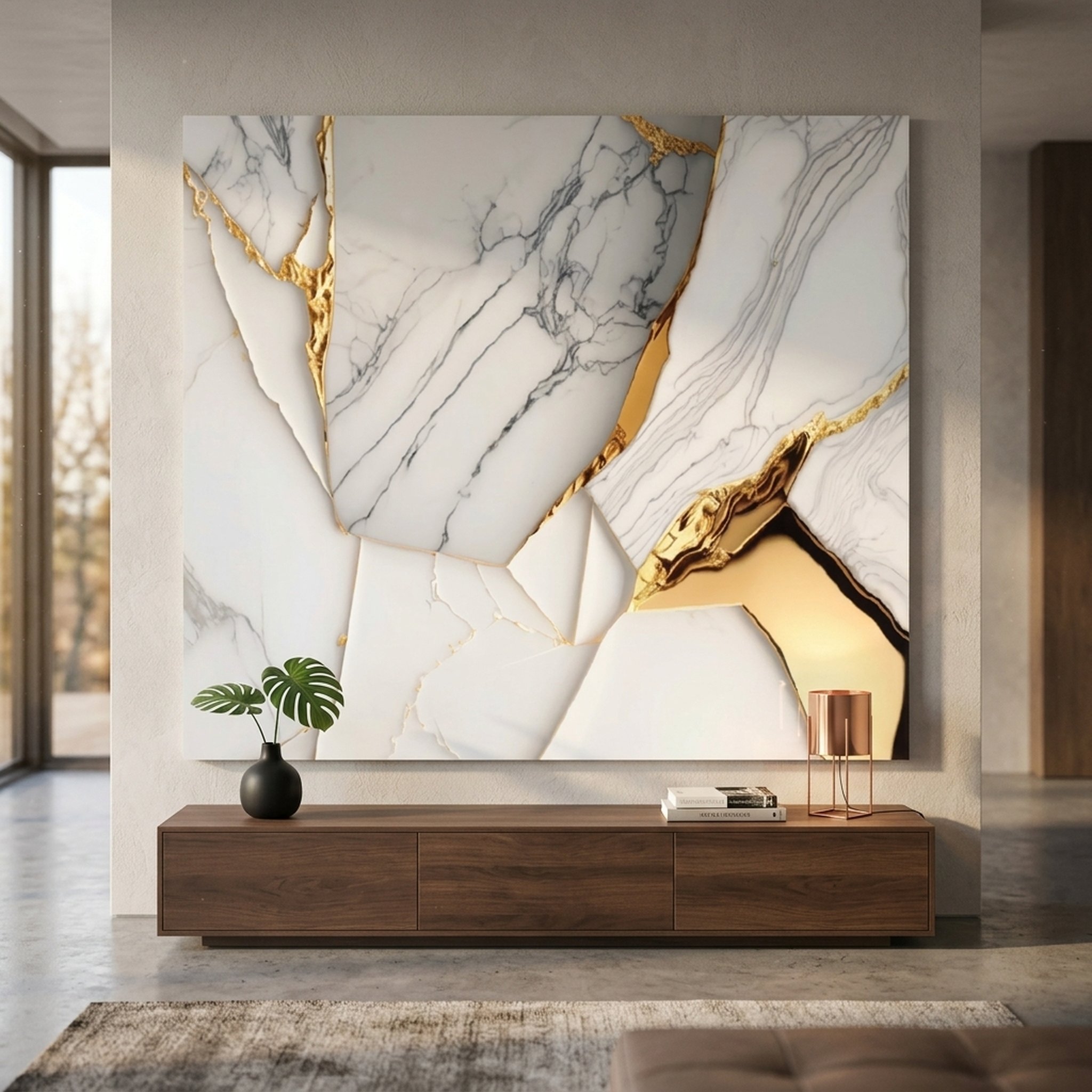 GURU JI DECOR AND ELECTRICAL Luxury White Gold Textured Wall Decor