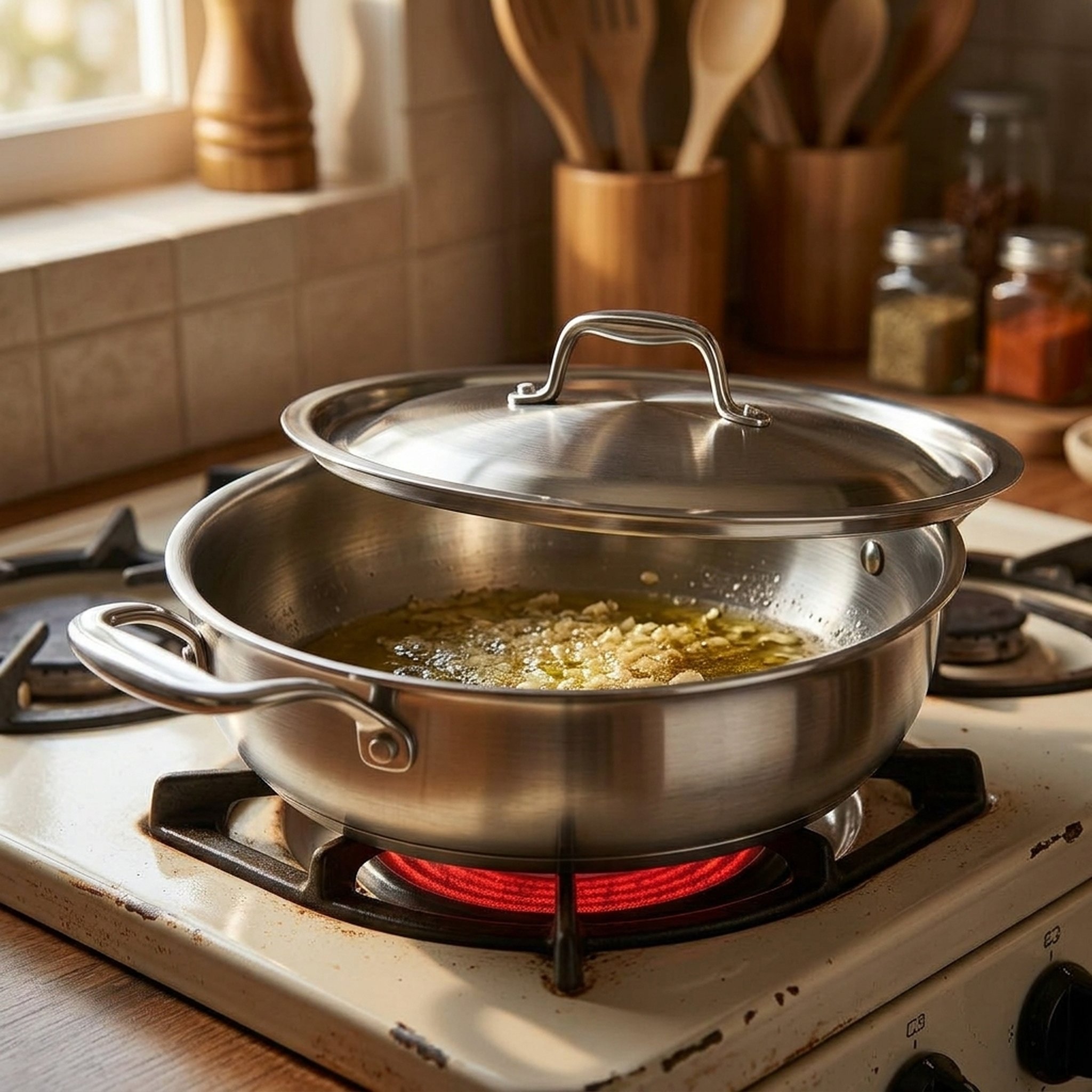 Mahavir Crockery Stainless Steel Cooking Pot with Lid