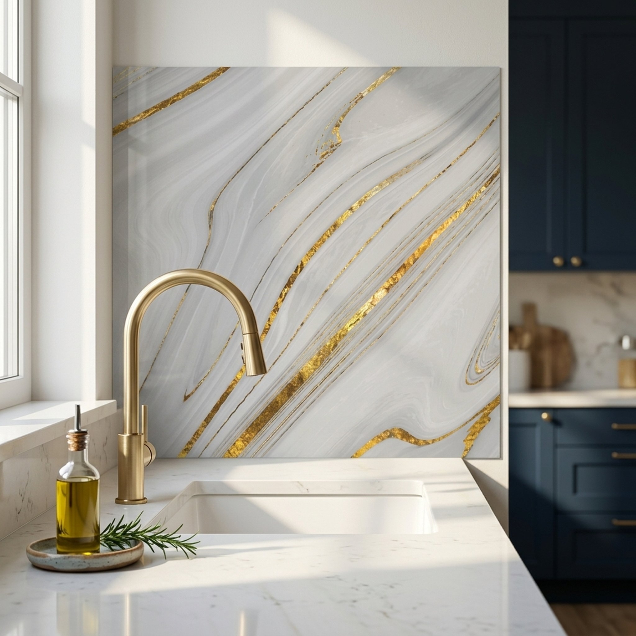 GURU JI DECOR AND ELECTRICAL Grey Marble Gold Vein Wall Panel