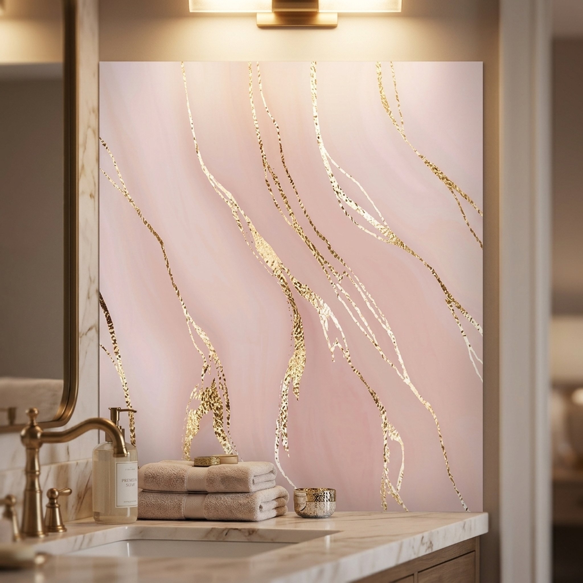 GURU JI DECOR AND ELECTRICAL Luxury Pink Gold Marble Wall Panel