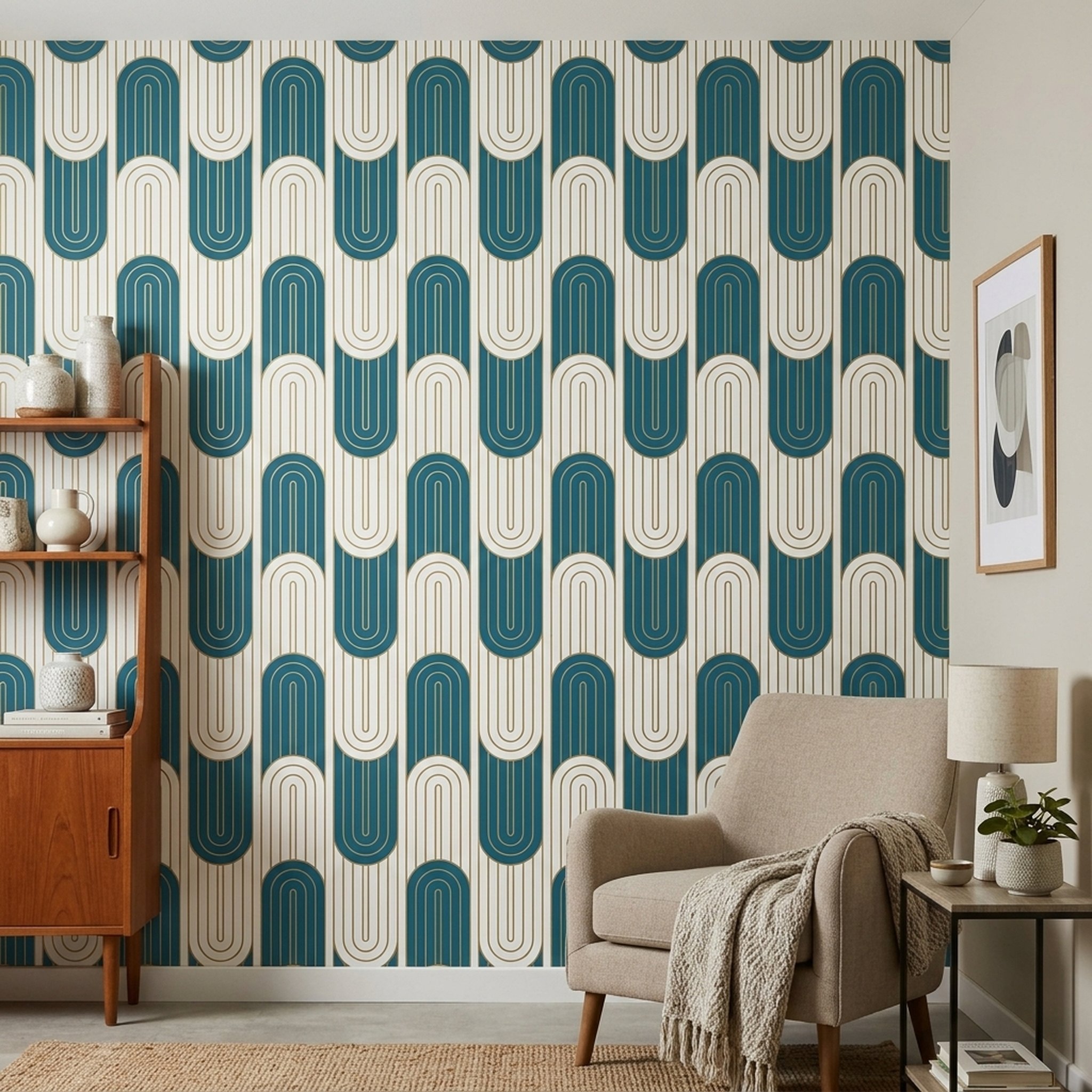 GURU JI DECOR AND ELECTRICAL Art Deco Geometric Pattern Wallpaper