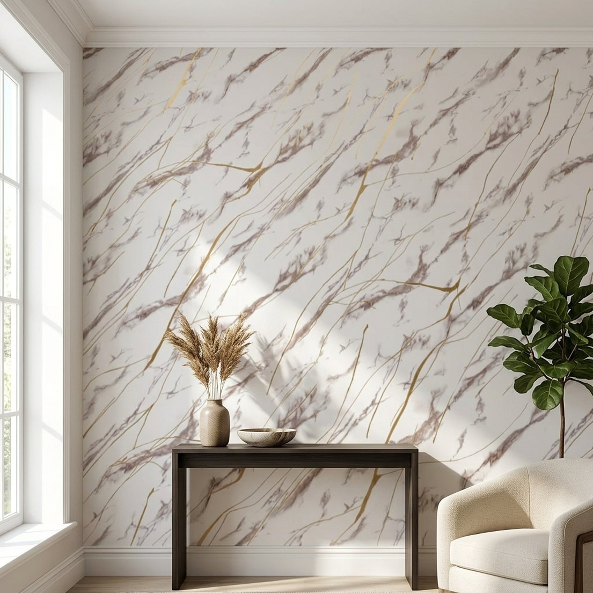 GURU JI DECOR AND ELECTRICAL Elegant Marble Gold Vein Wallpaper