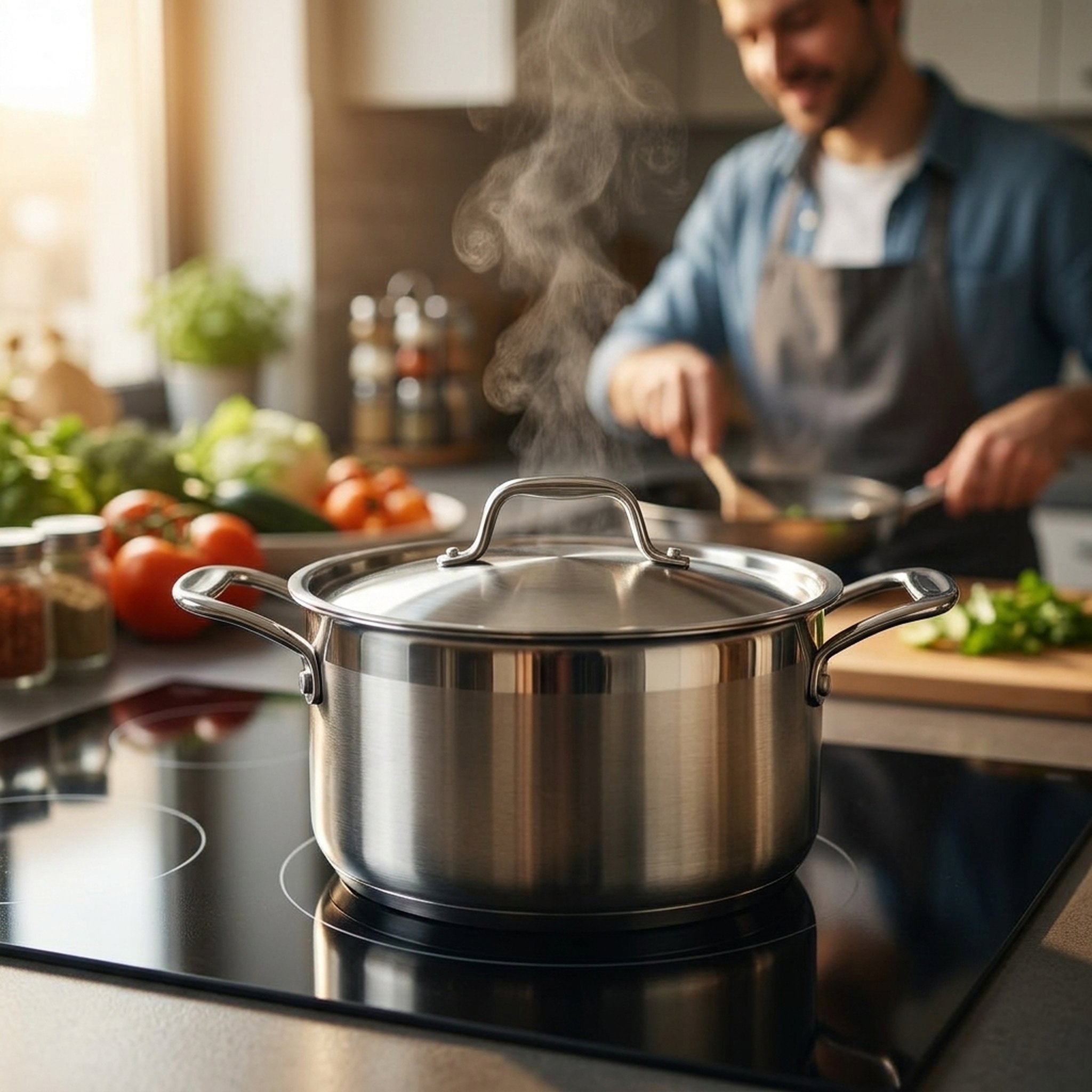 Mahavir Crockery Stainless Steel Stock Pot with Lid