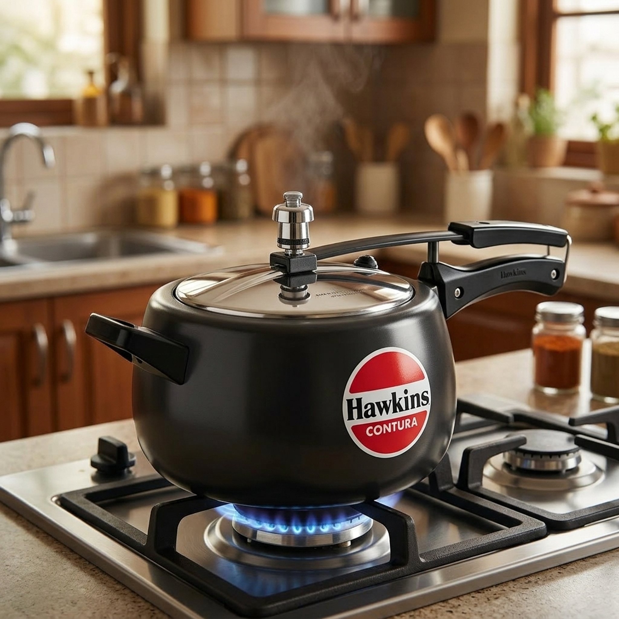 Hawkins Crockery Black Hard Anodized Pressure Cooker