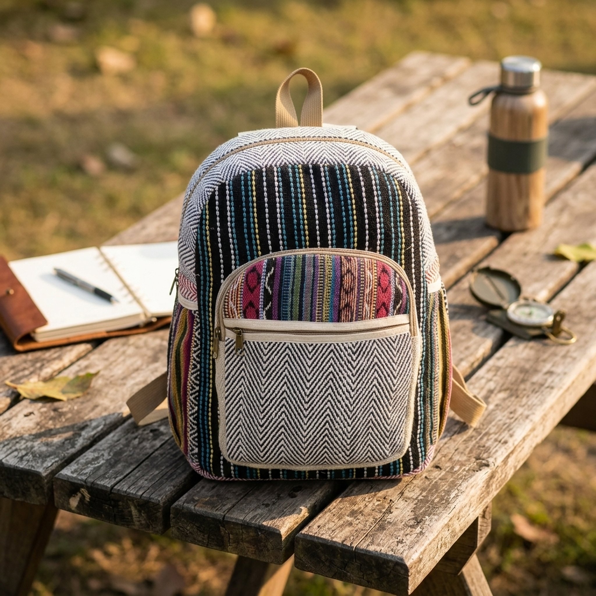 DCZ Multicolored Woven Ethnic Pattern Backpack 5