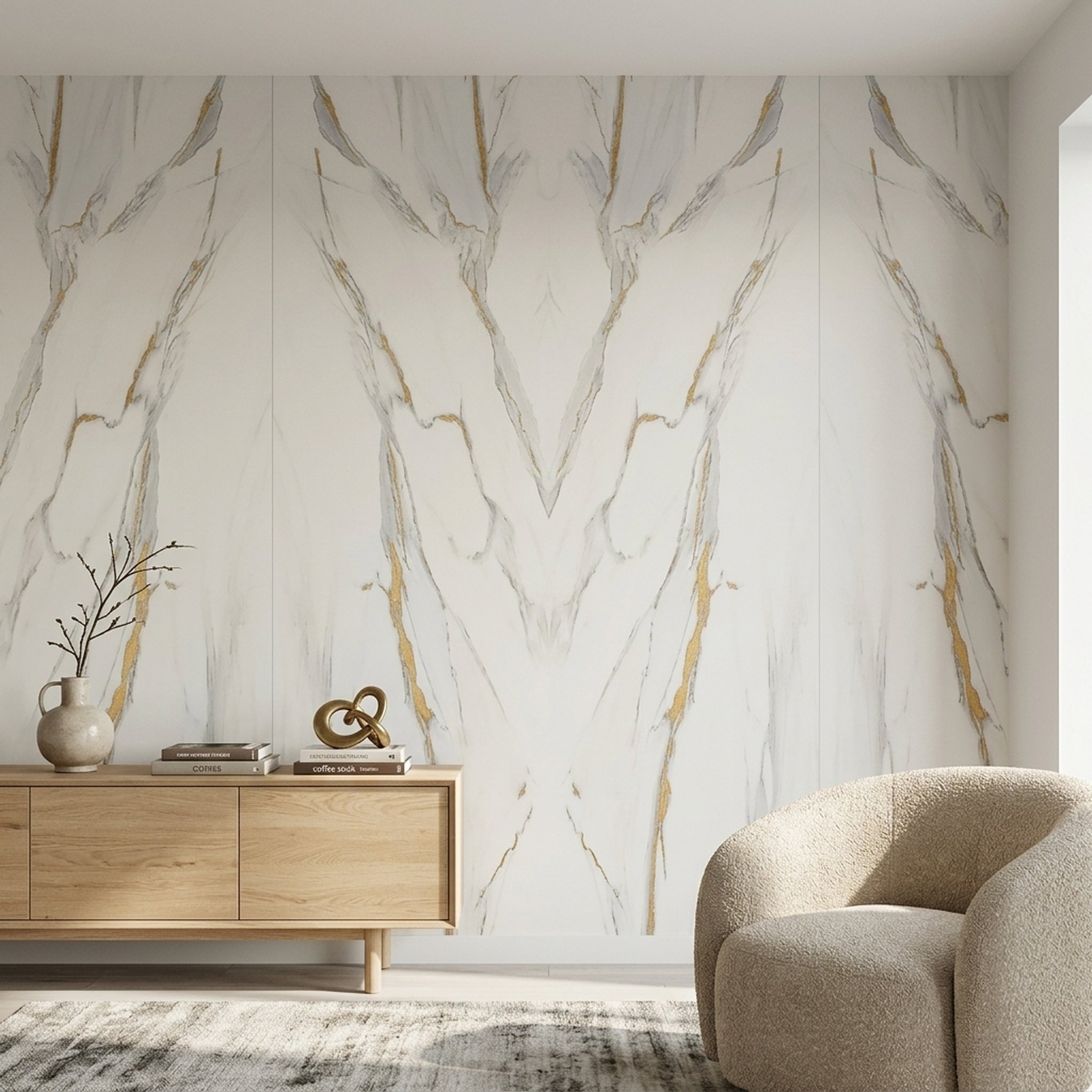 GURU JI DECOR AND ELECTRICAL Luxury White Marble Wall Decal