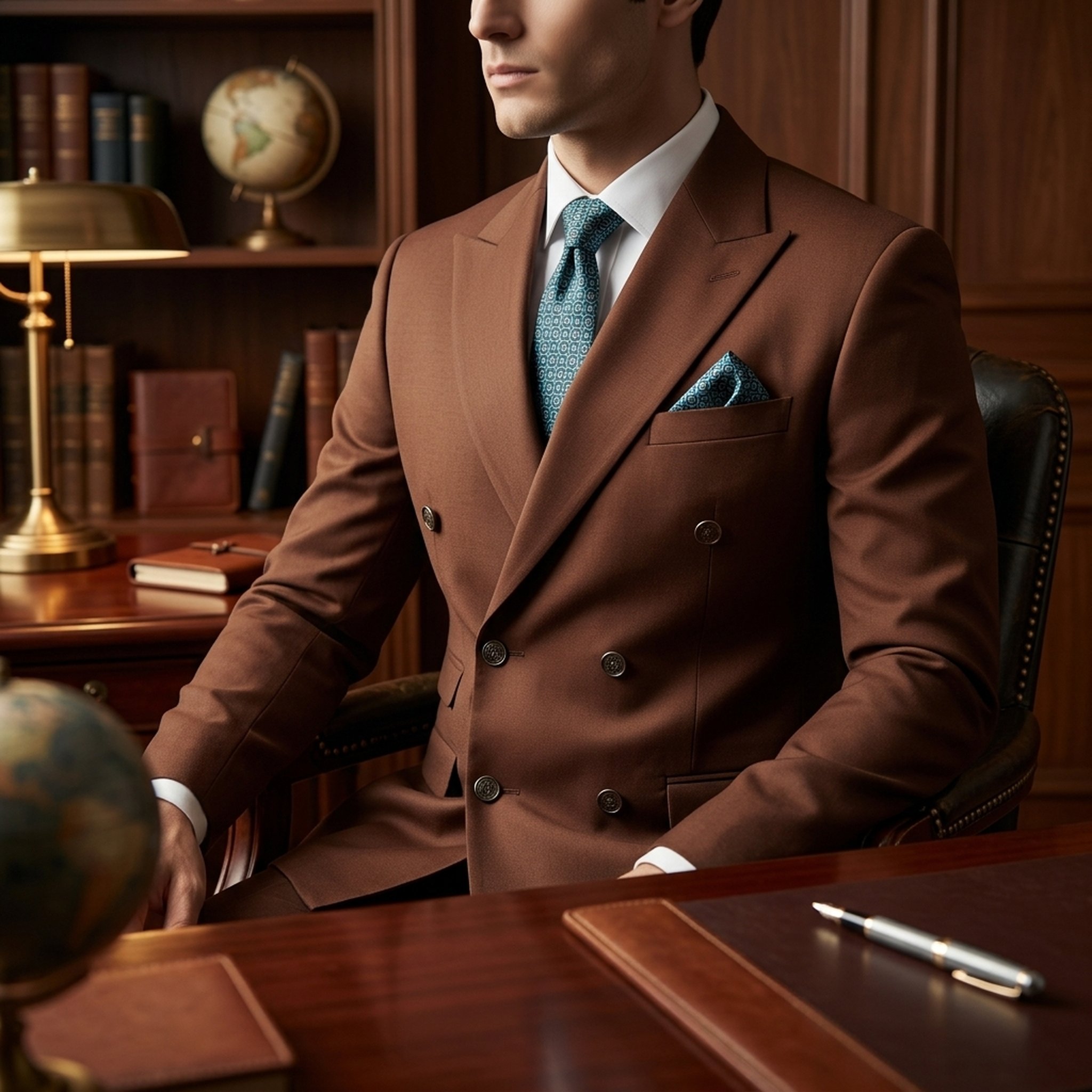 KingUp Man Men's Brown Double-Breasted Blazer 5