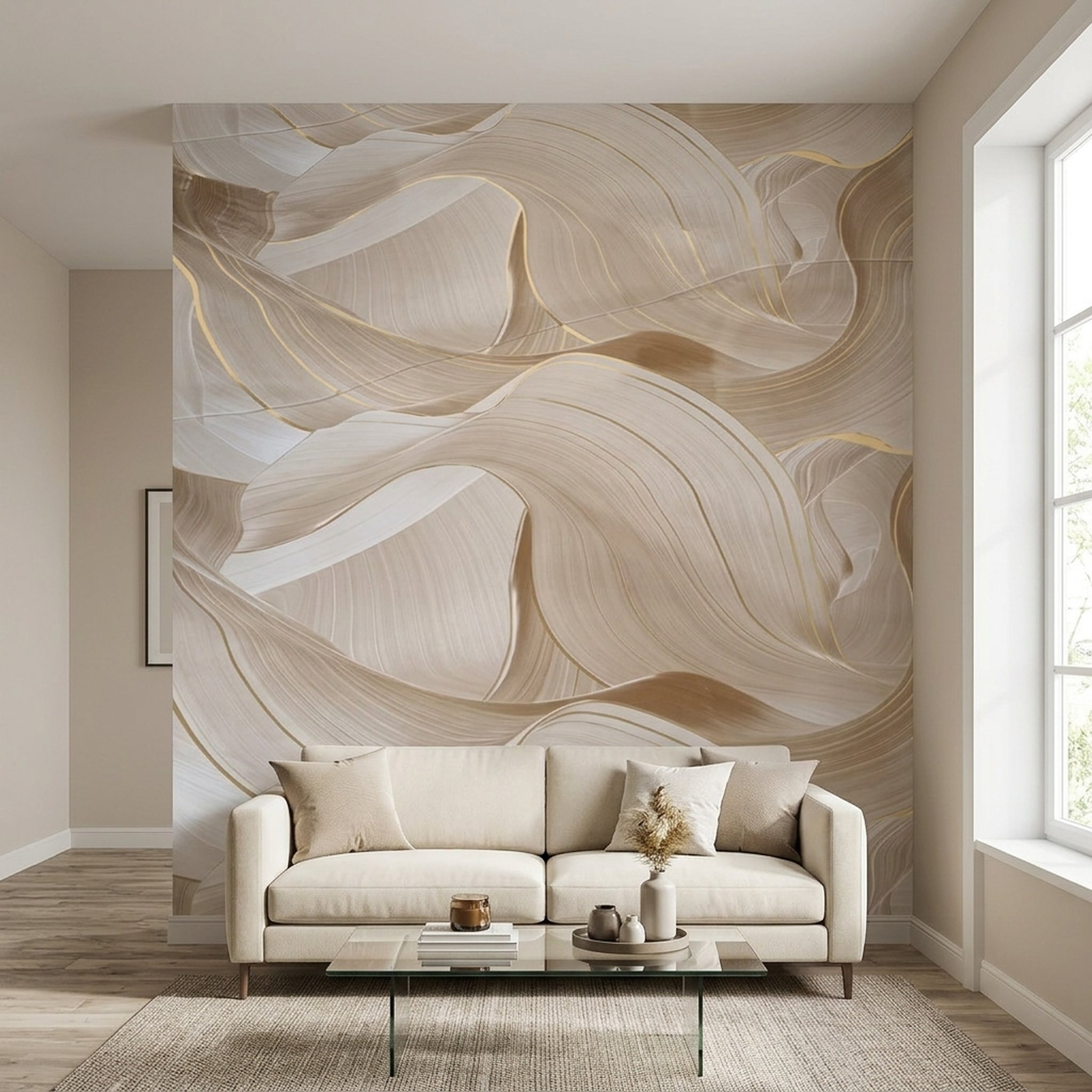 GURU JI DECOR AND ELECTRICAL Abstract Wavy Beige Wall Decor