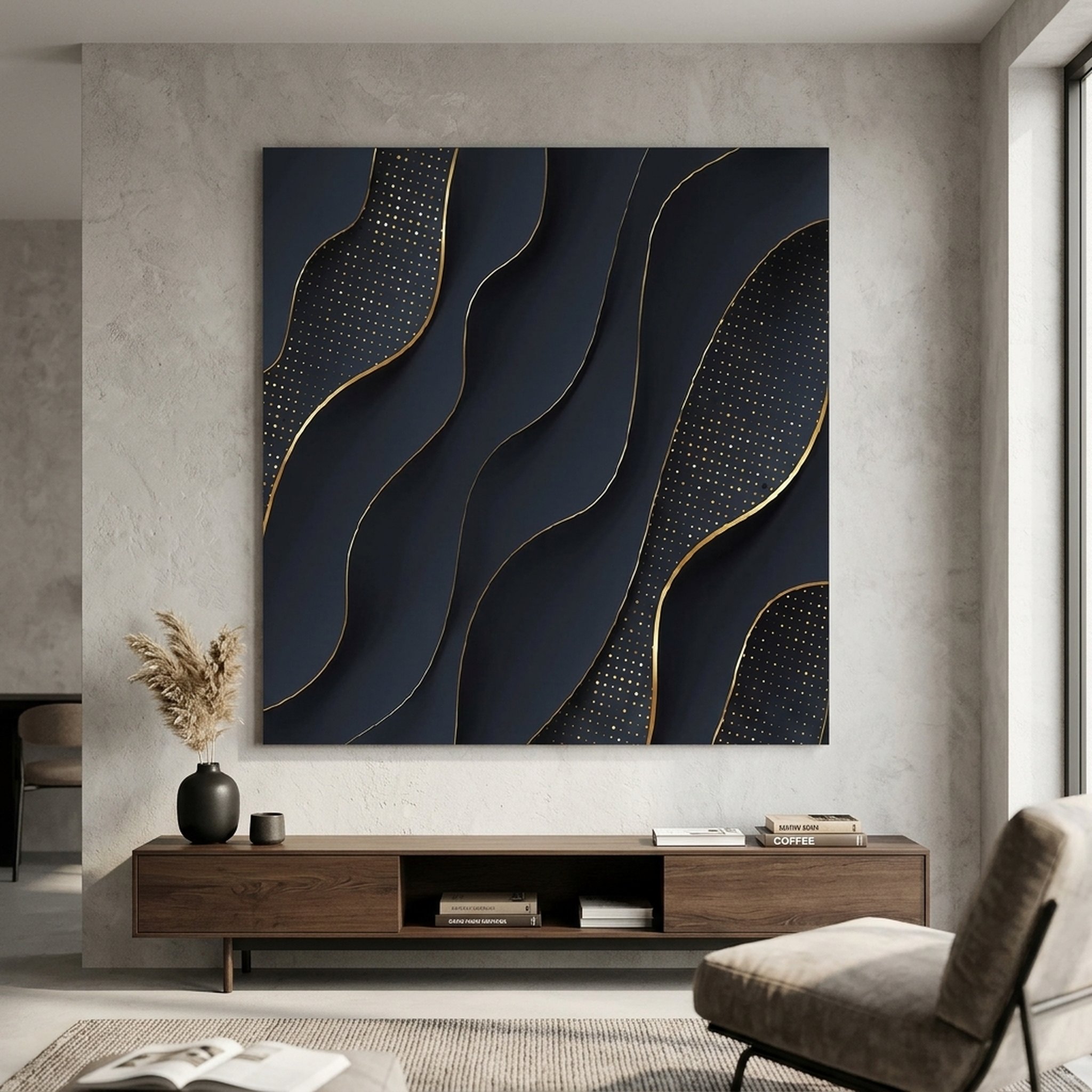GURU JI DECOR AND ELECTRICAL Abstract Wavy Gold Wall Decor