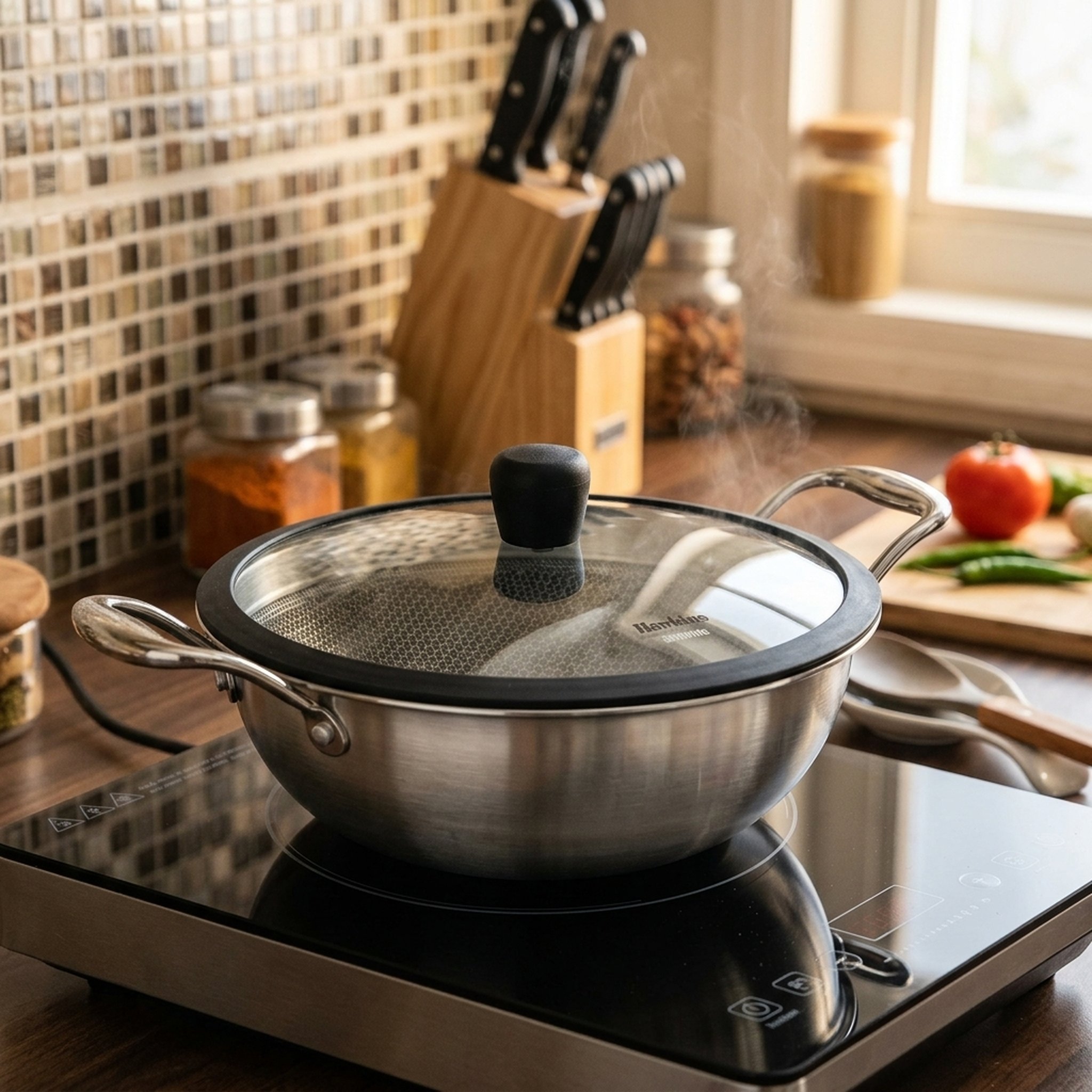 Hawkins Stainless Steel Kadai with Glass Lid