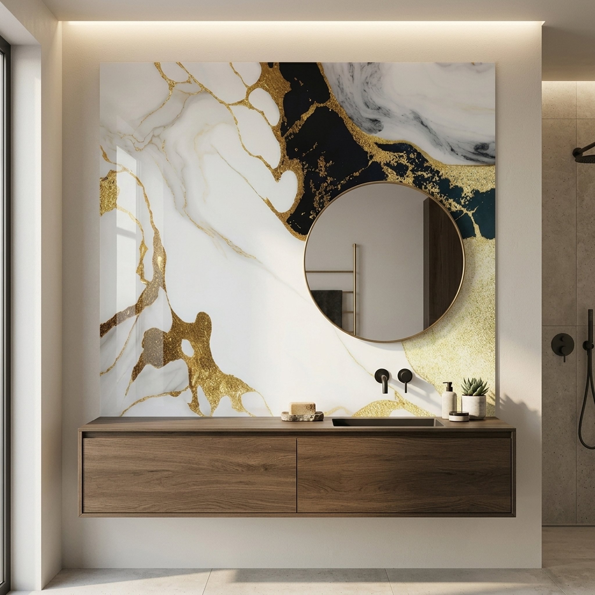 GURU JI DECOR AND ELECTRICAL Abstract White Gold Marble Wall Panel