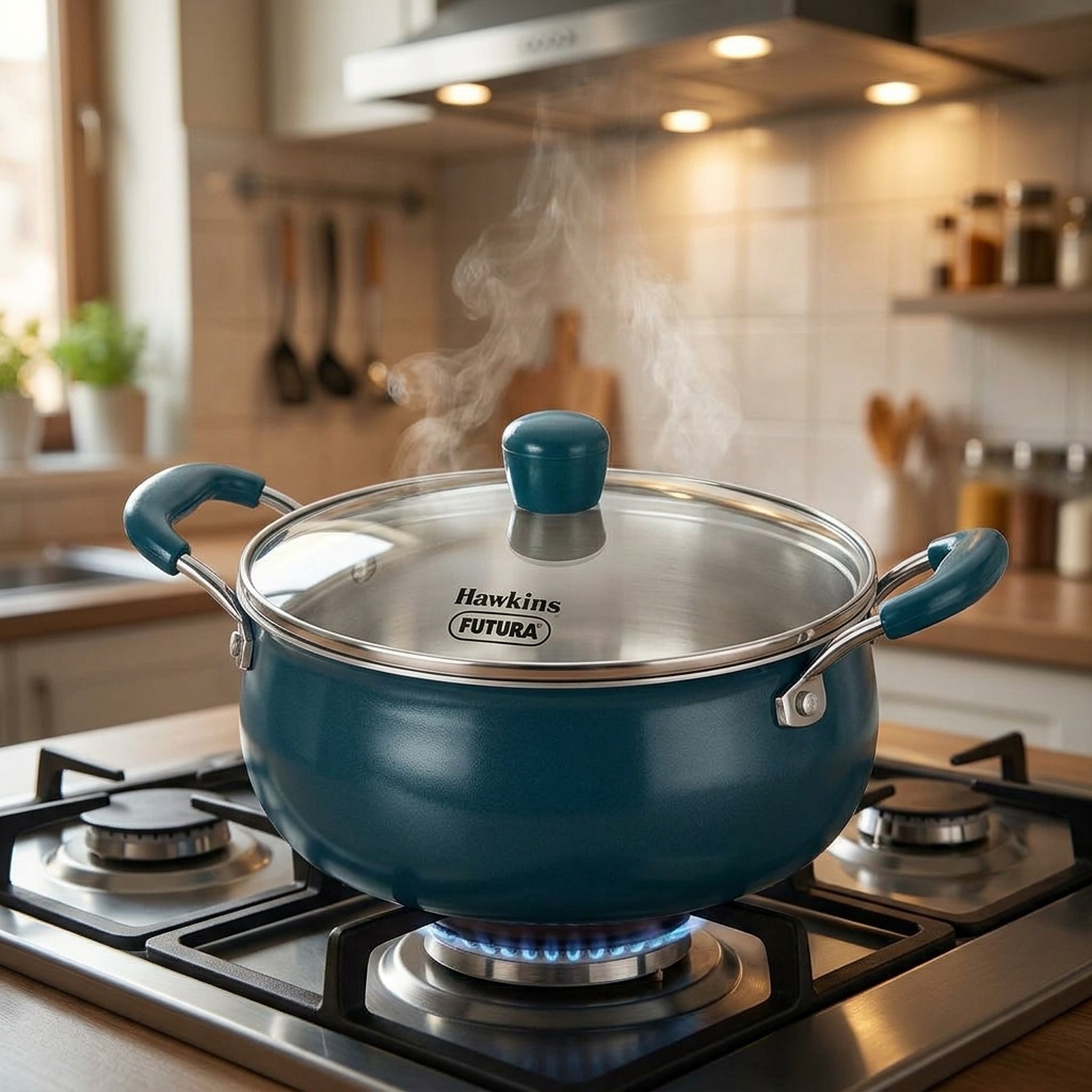 Teal Deep Cooking Pot with Lid (Handi)