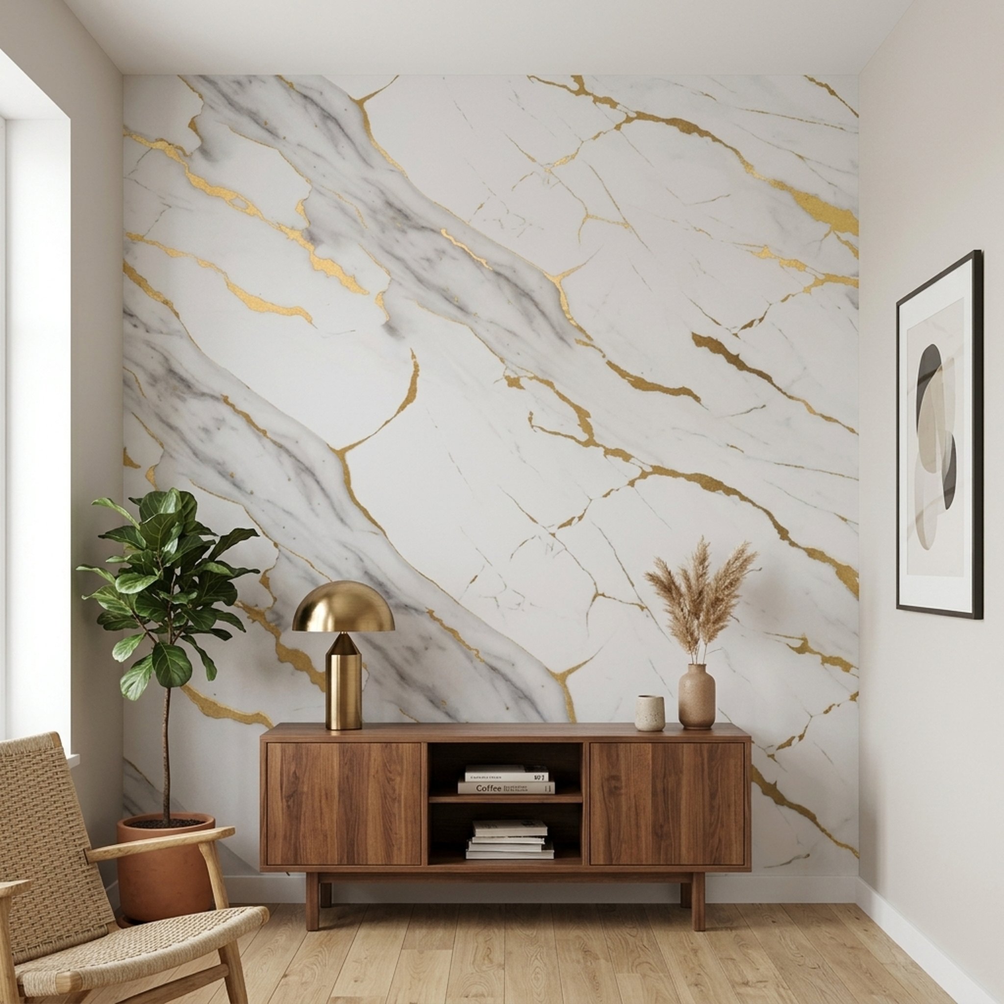 GURU JI DECOR AND ELECTRICAL Luxury Gold Vein Marble Wall Decor