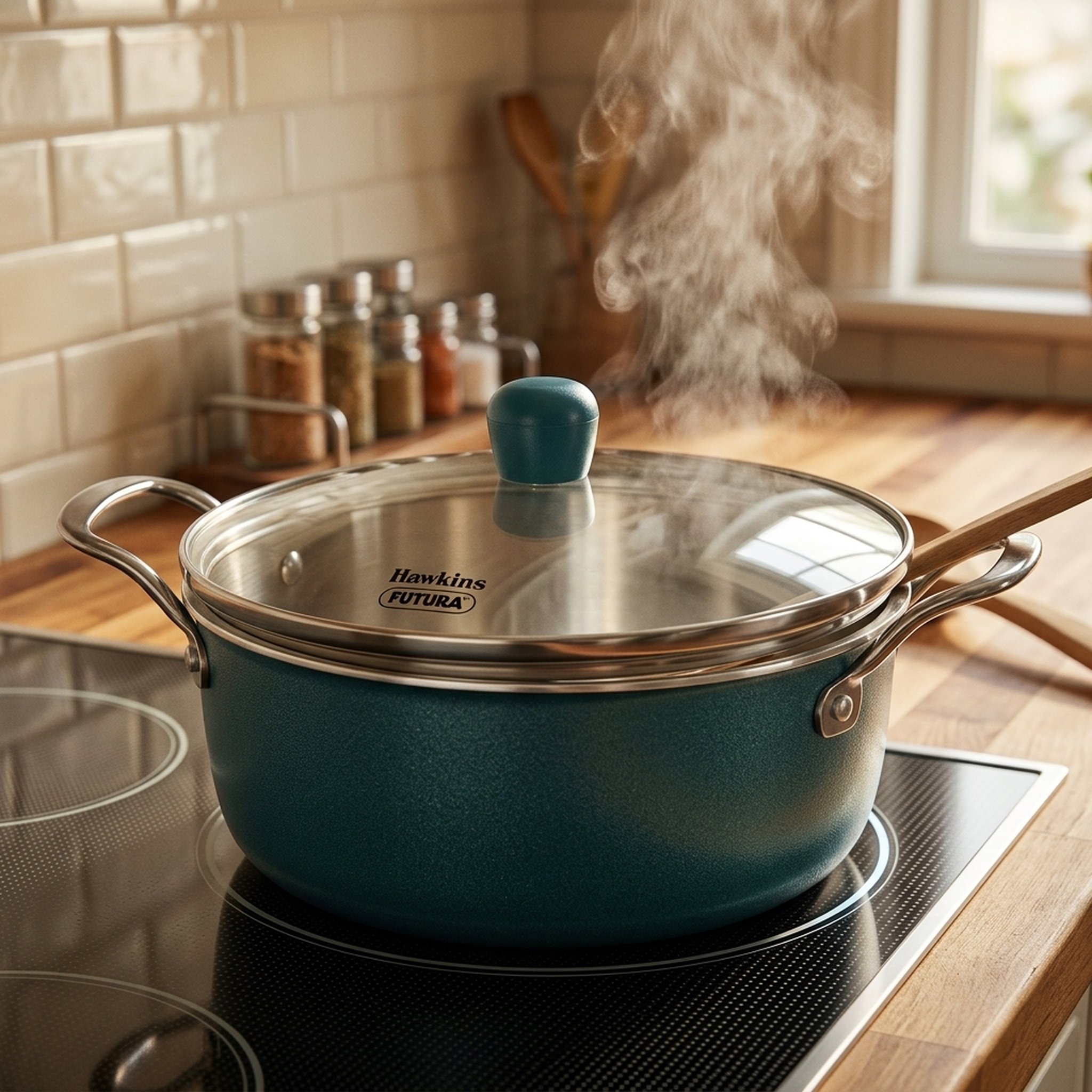 Teal Non-Stick Cooking Pot with Lid