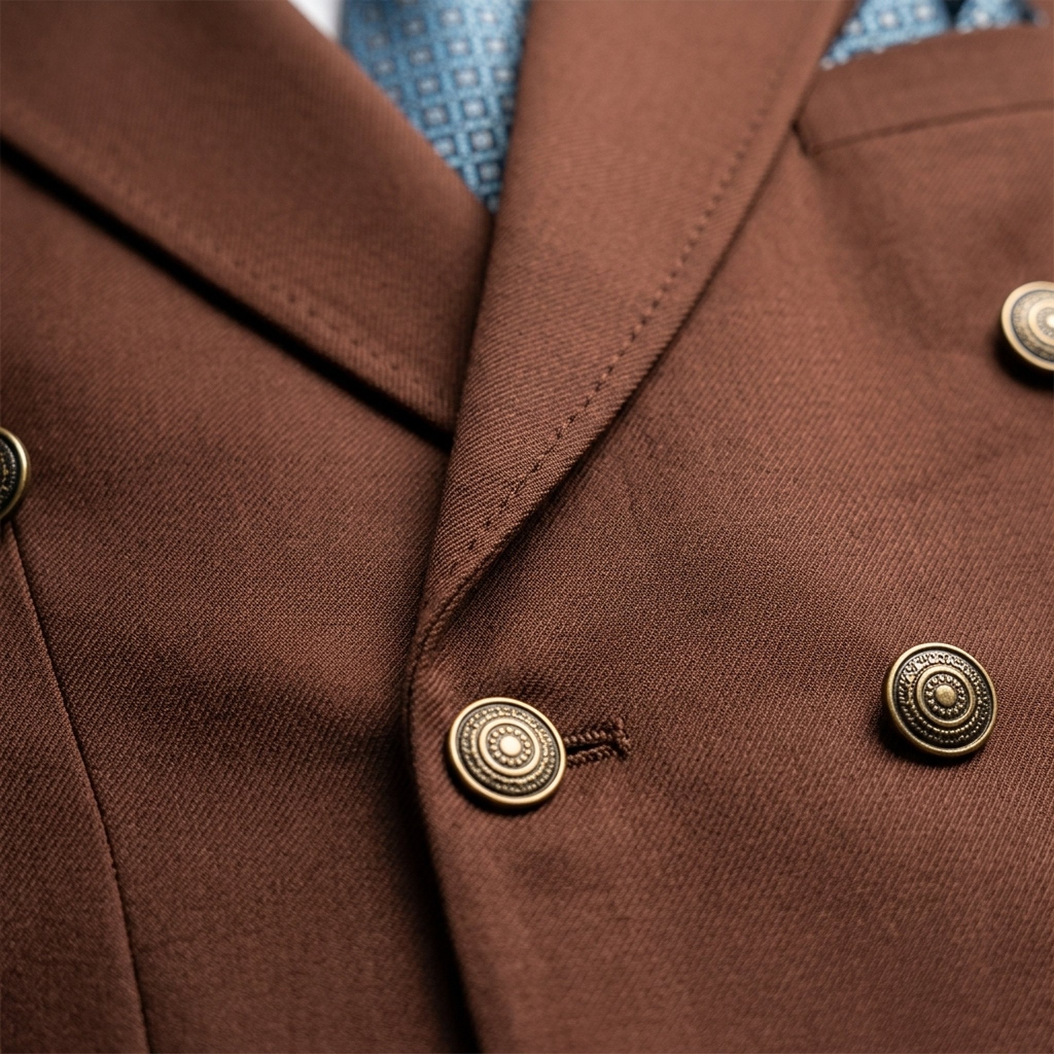 KingUp Man Men's Brown Double-Breasted Blazer 3