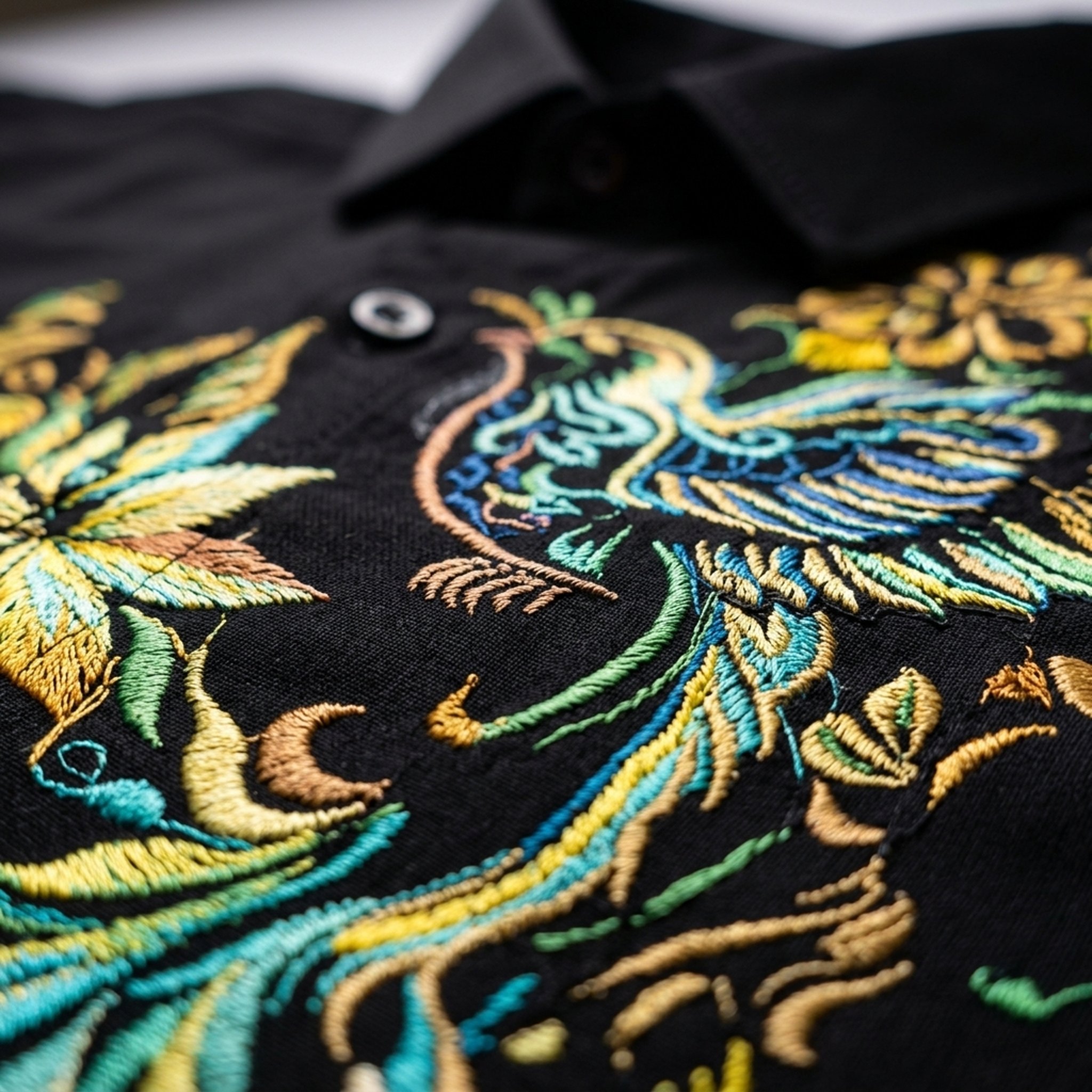 KingUp Man Men's Black Embroidered Party Shirt 3