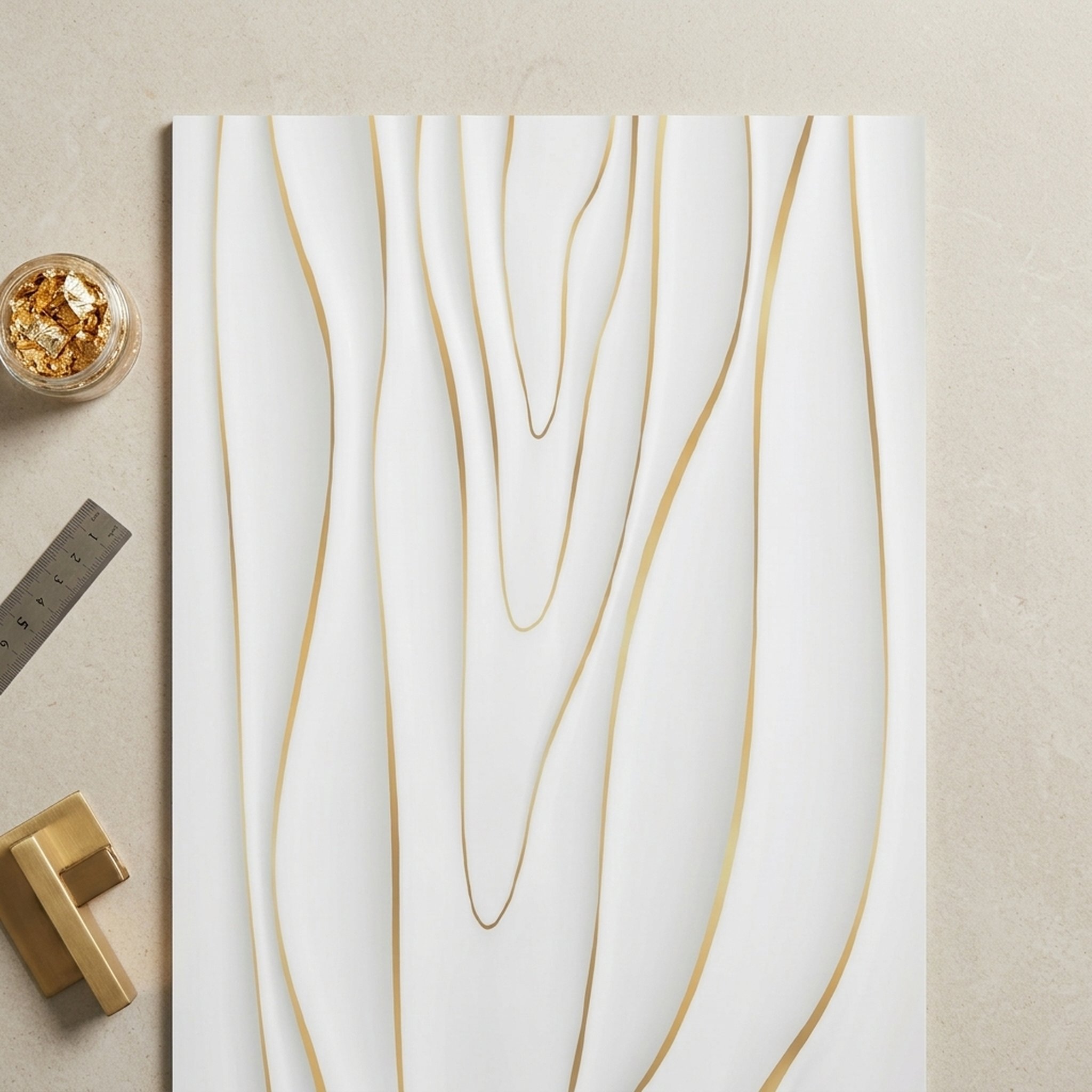 GURU JI DECOR AND ELECTRICAL Luxury White Gold Textured Wall Panel 5