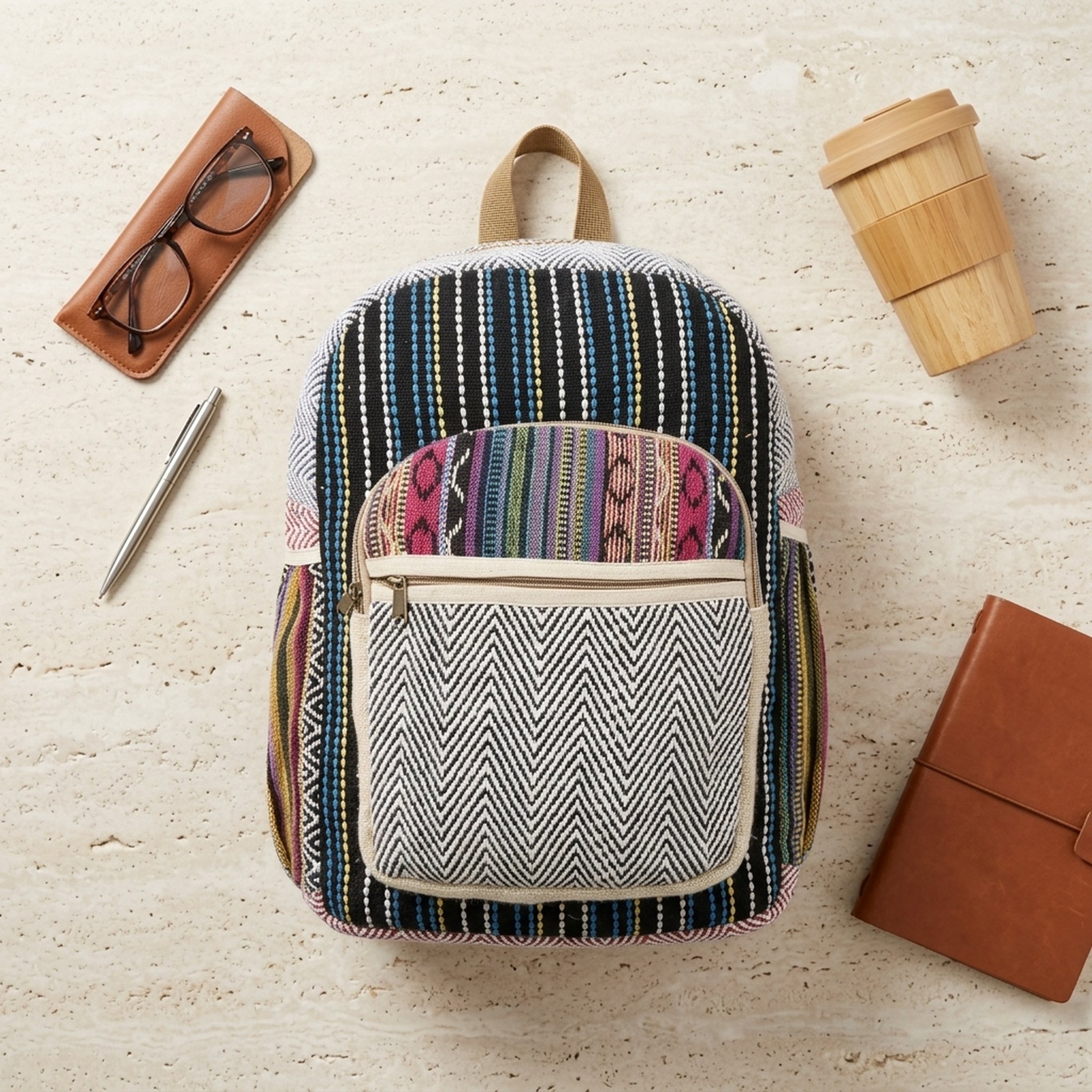 DCZ Multicolored Woven Ethnic Pattern Backpack 4