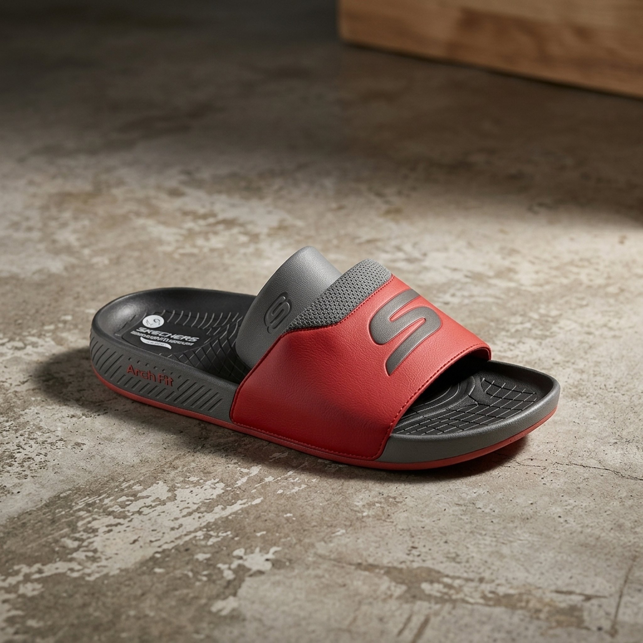 Men's Red Black Grey Slide Sandals 4