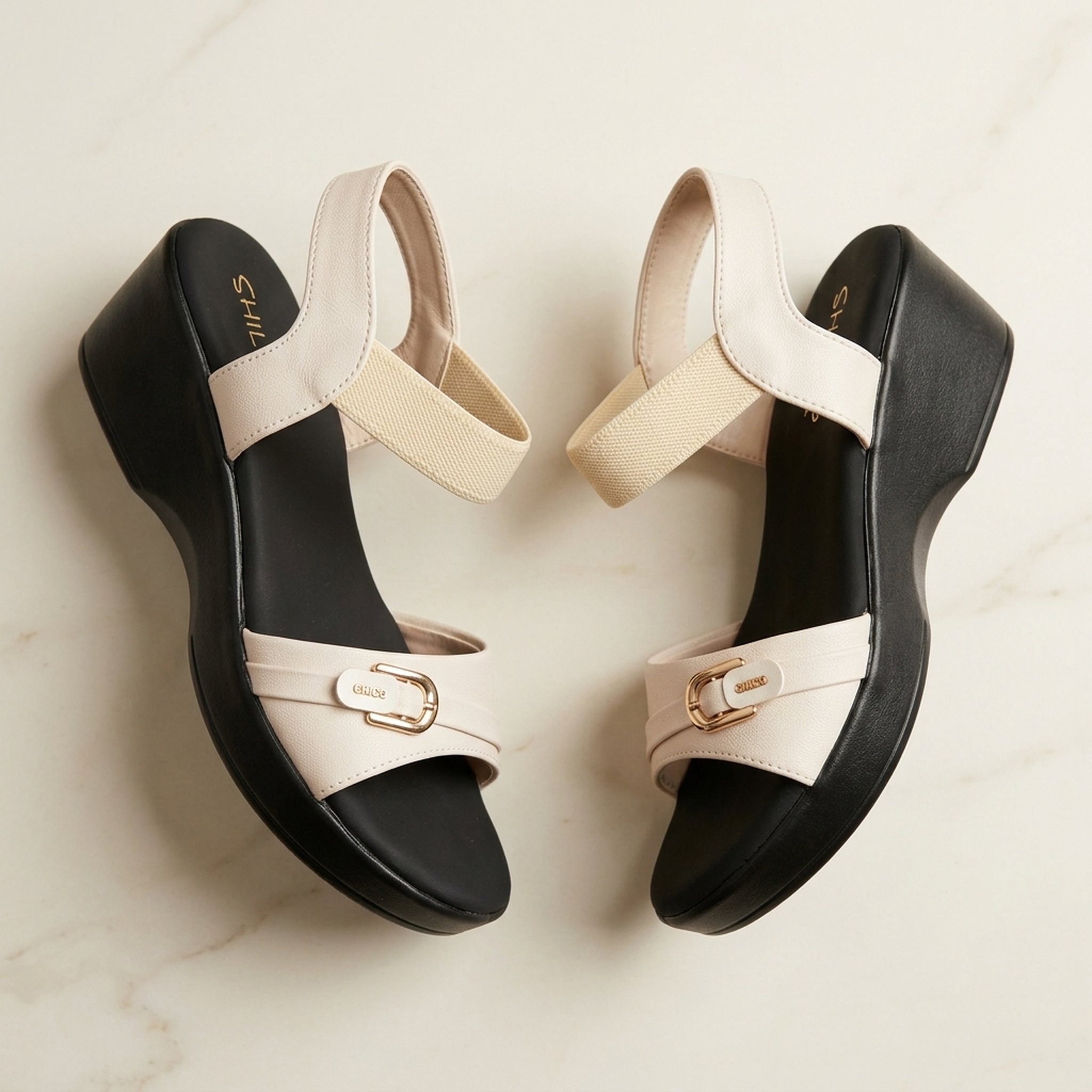 Keron footwear Off-White Buckle Wedge Sandals 3