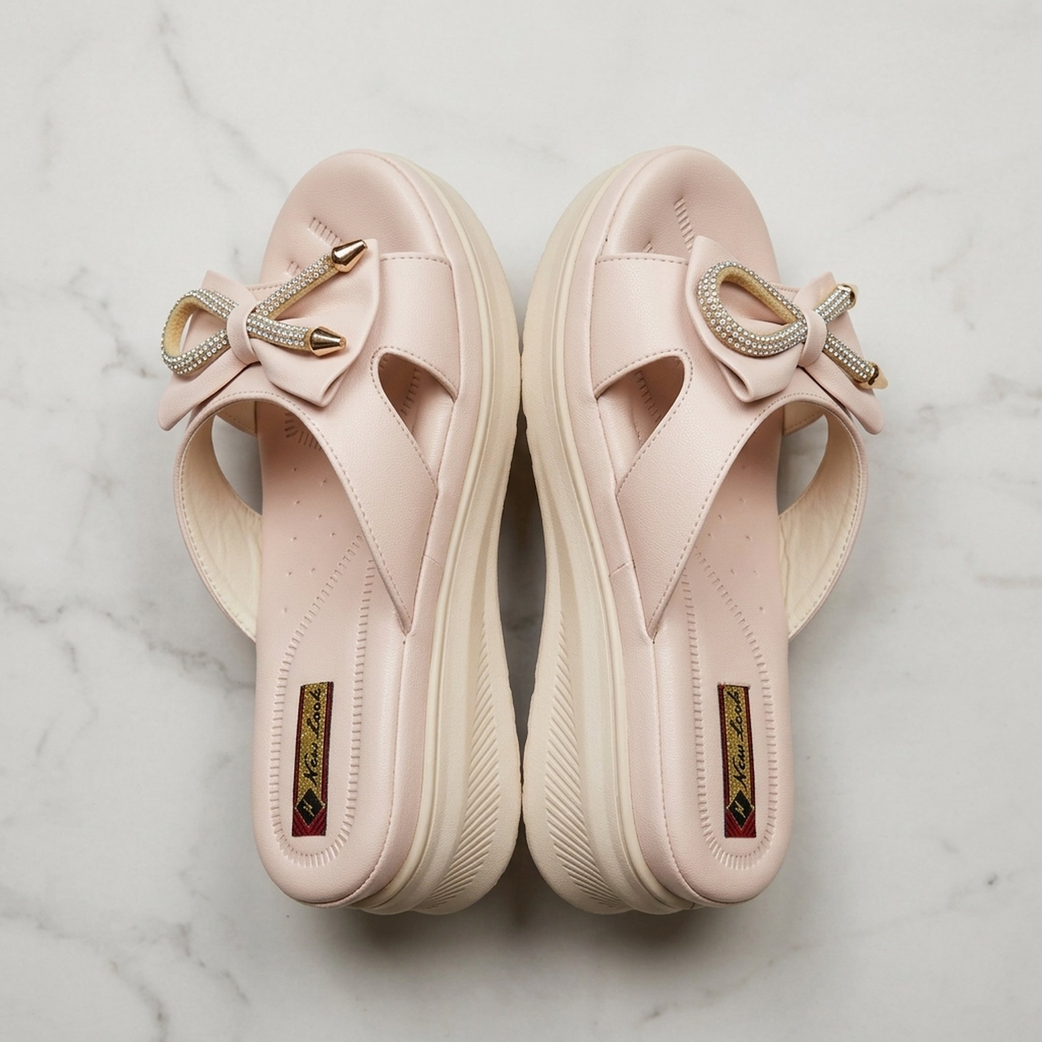 Keron footwear Pink Embellished Bow Platform Sandals 3