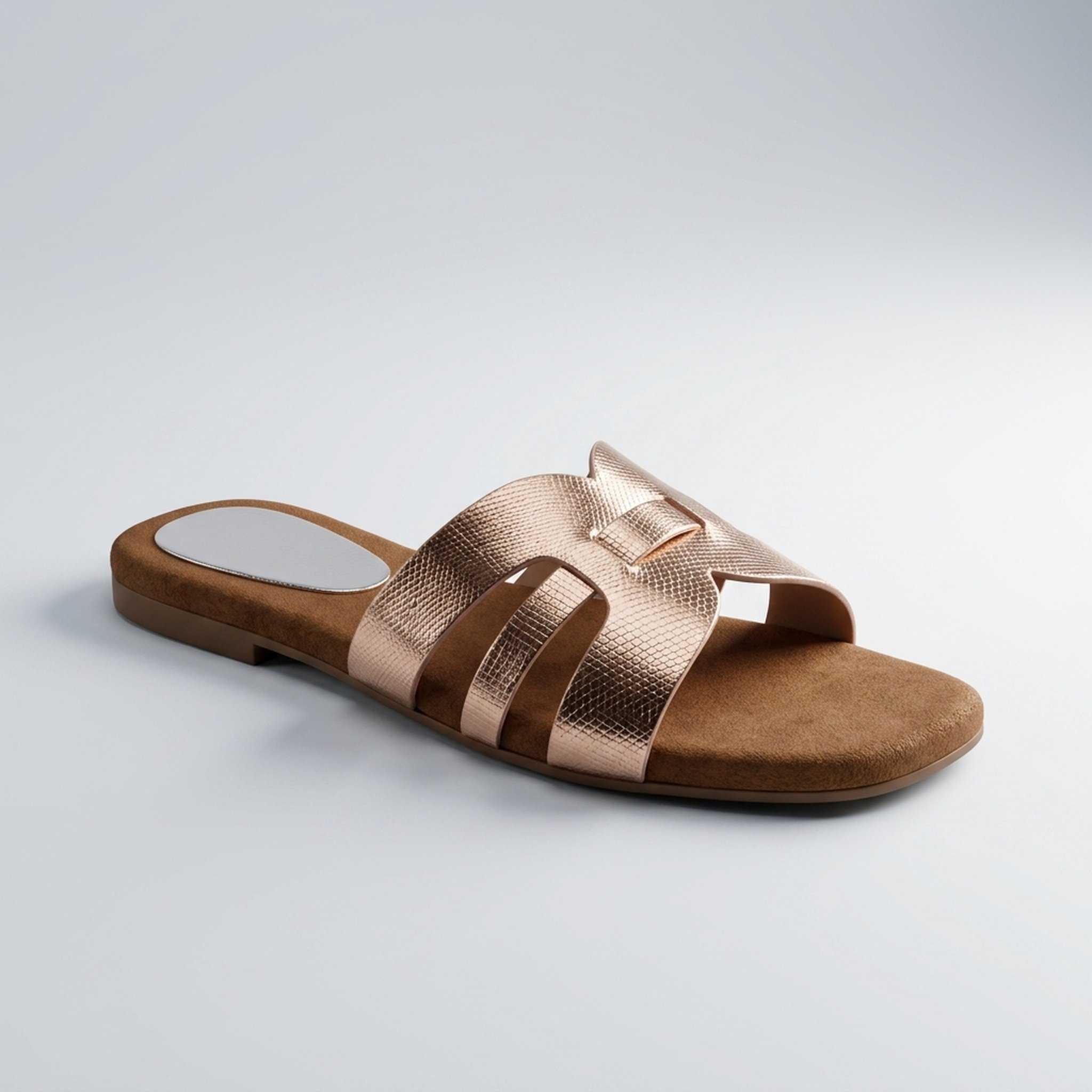 Lucky footwear Stylish Metallic Brown Flat Slipper 2
