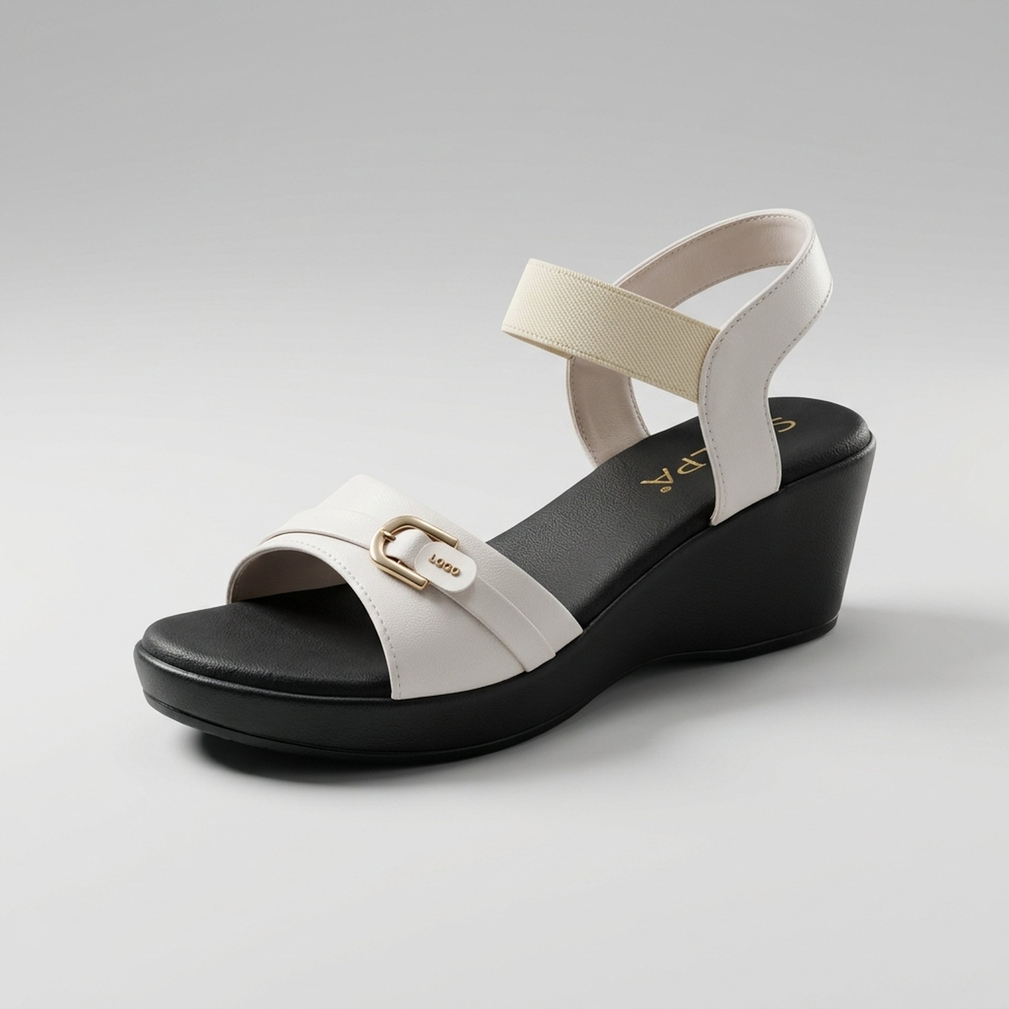Keron footwear Off-White Buckle Wedge Sandals 2