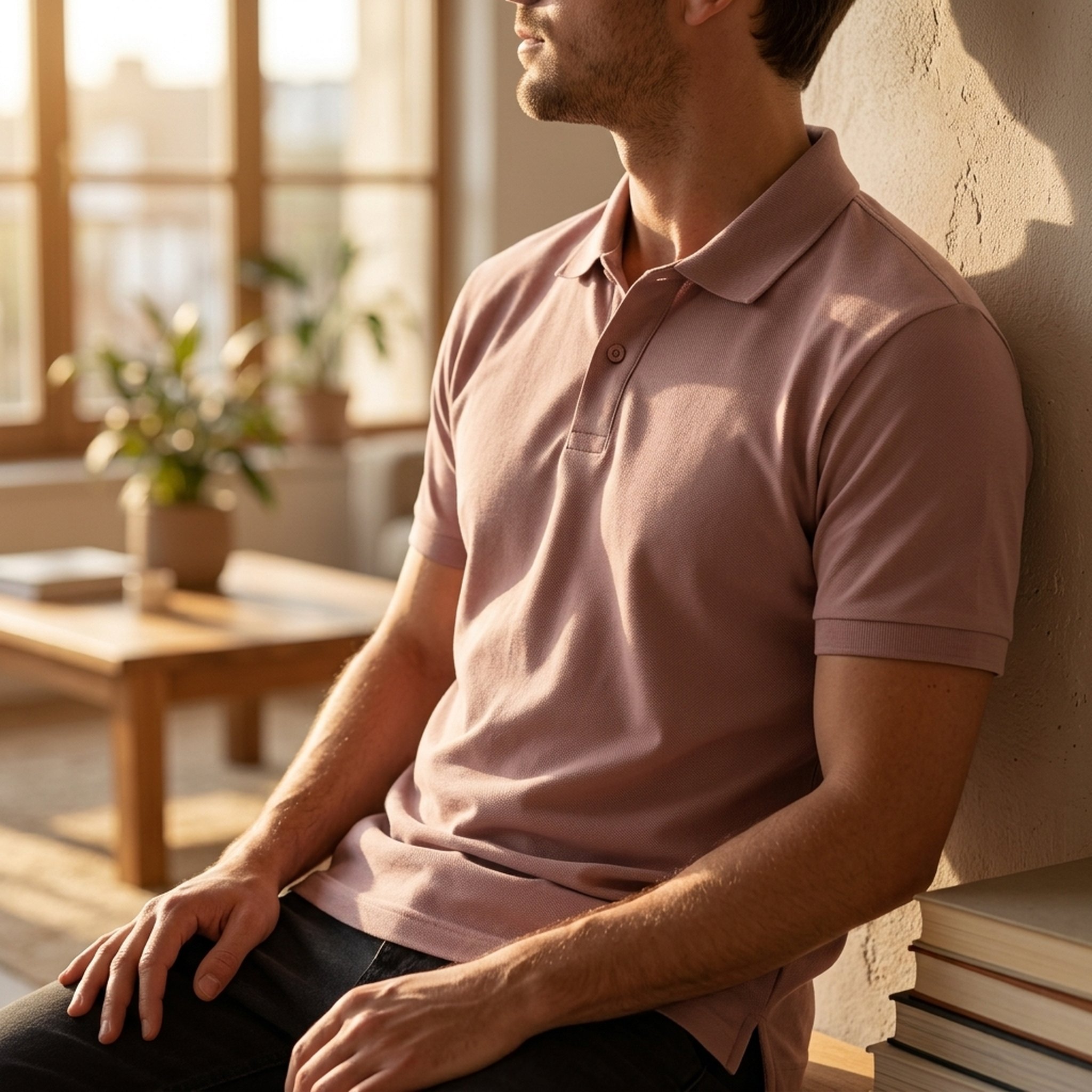 KingUp Man Men's Solid Colour Cotton Polo T-Shirt