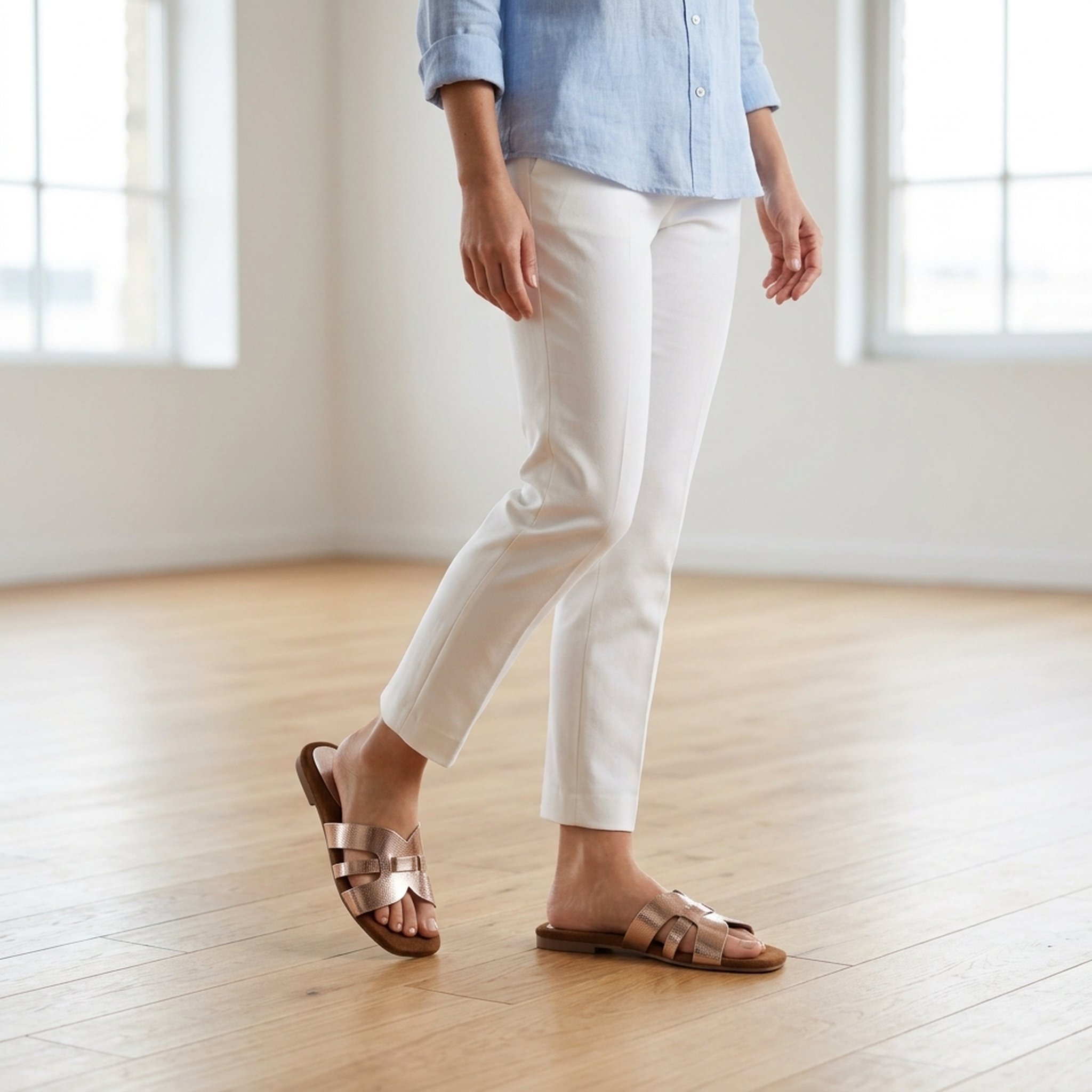 Lucky footwear Stylish Metallic Brown Flat Slipper