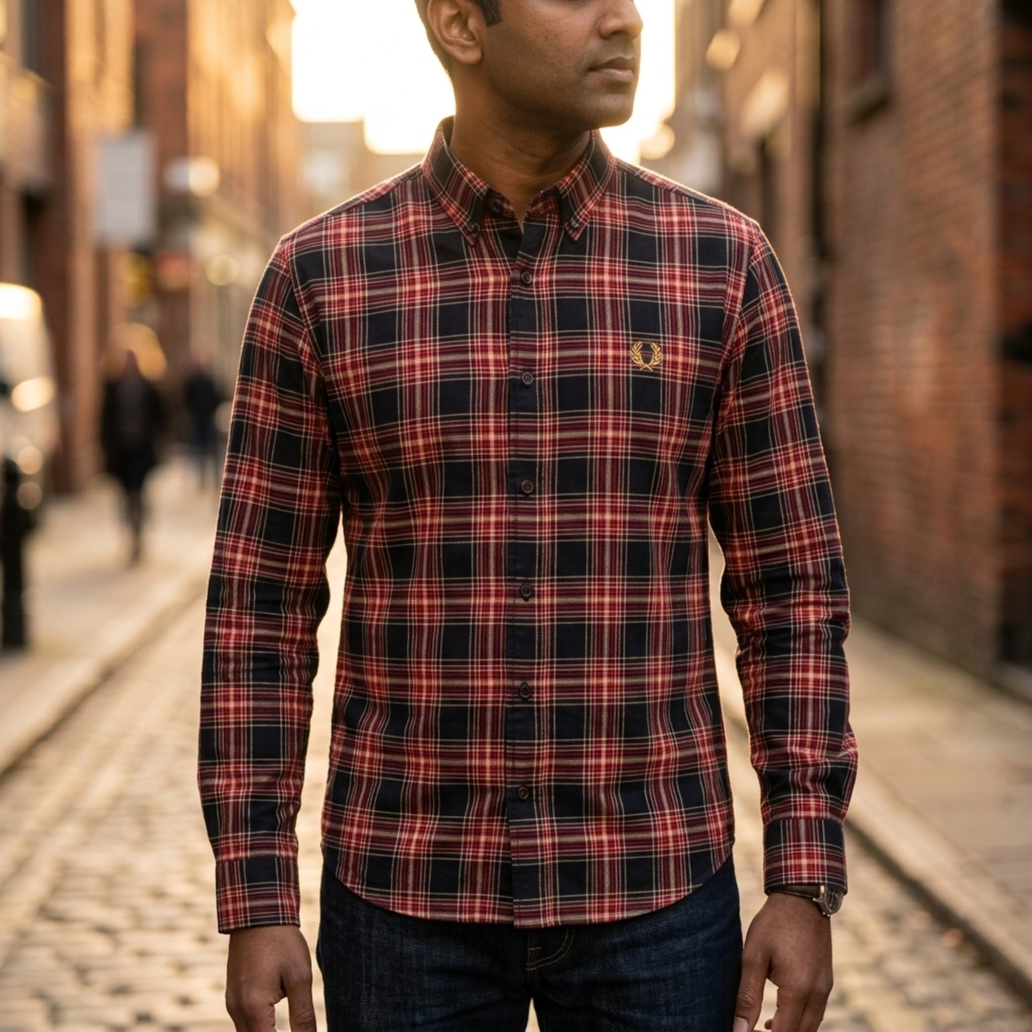 BLESSINGS Men's Red Black Plaid Shirt 5