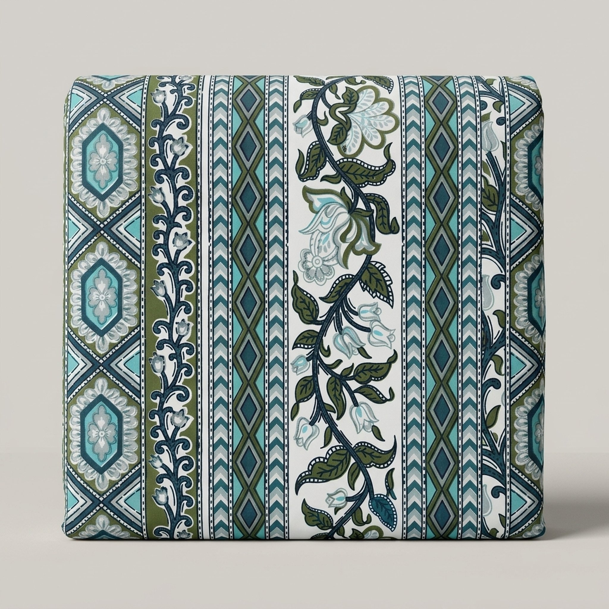 Shree Om Handloom Blue And Green Printed Cotton Bedsheet 3