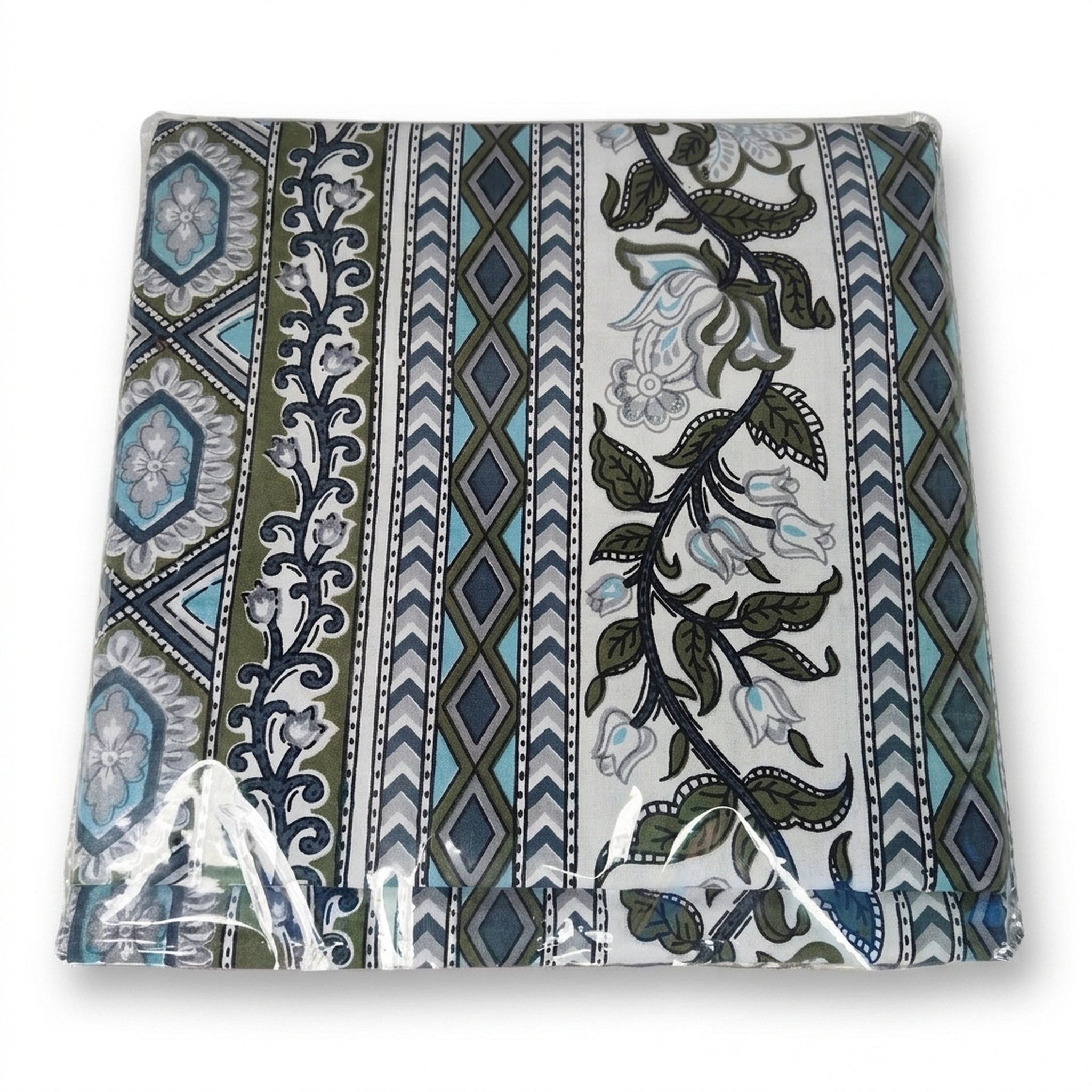 Shree Om Handloom Blue And Green Printed Cotton Bedsheet 2