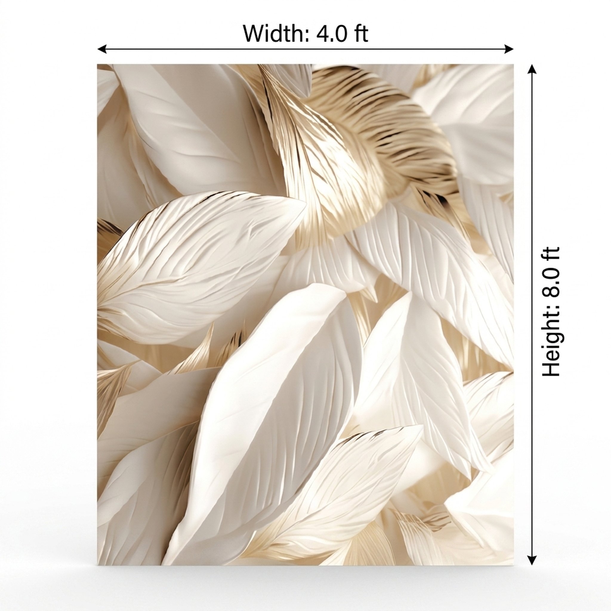 GURU JI DECOR AND ELECTRICAL Large White Gold Feather Art Panel 2
