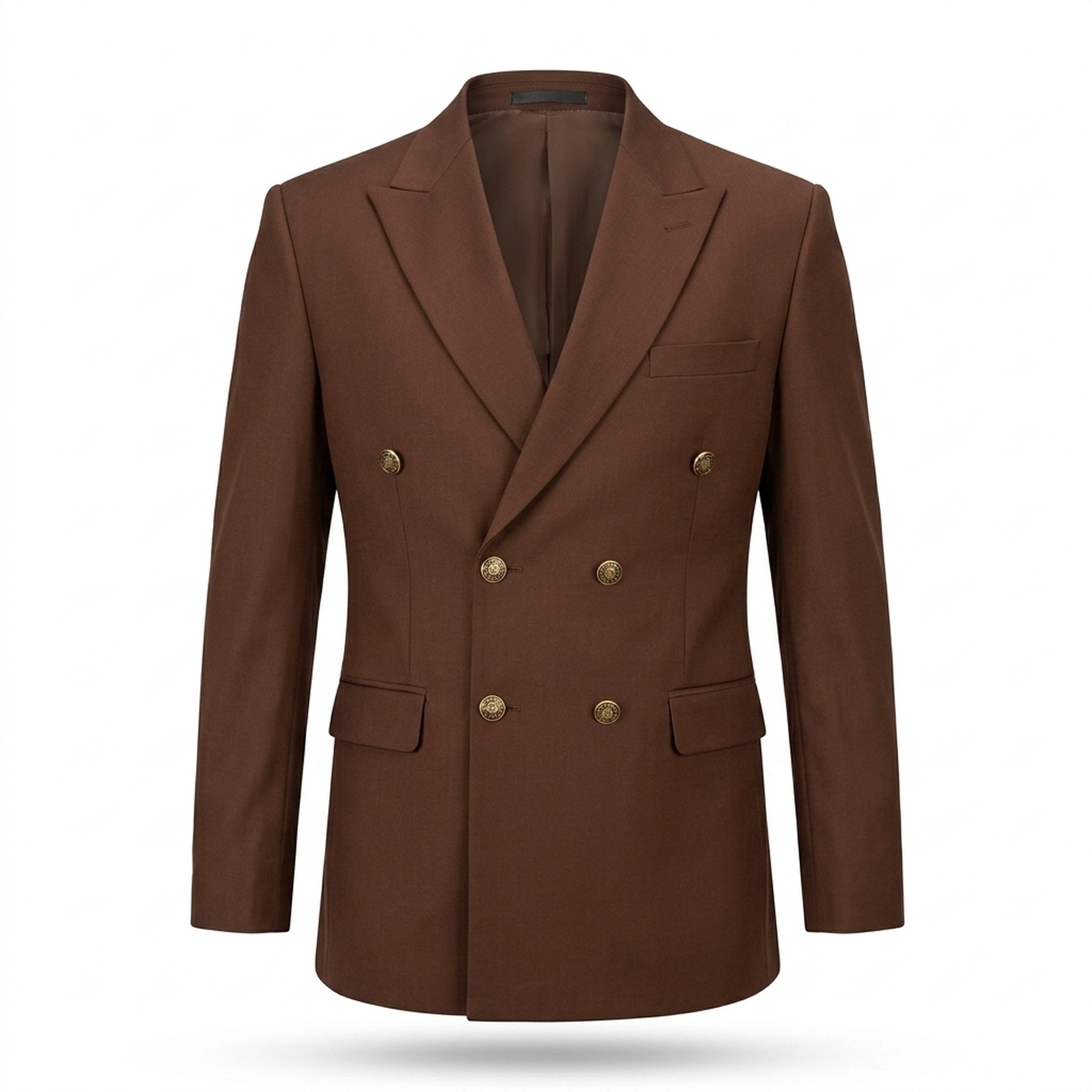 KingUp Man Men's Brown Double-Breasted Blazer