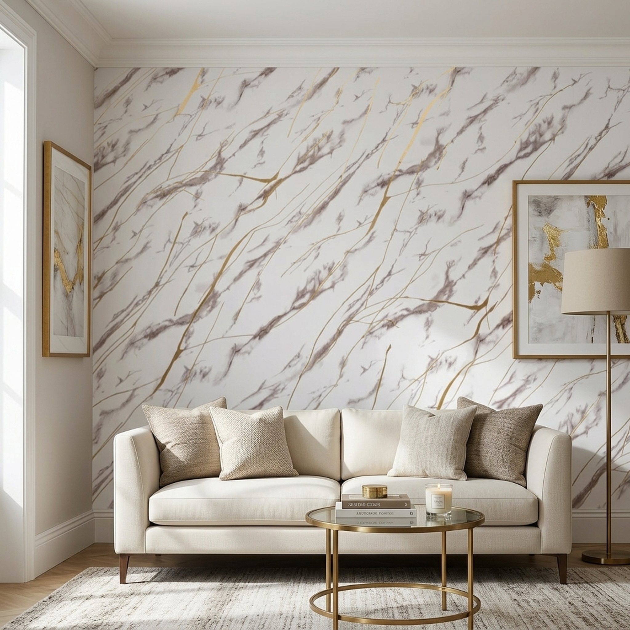 GURU JI DECOR AND ELECTRICAL Elegant Marble Gold Vein Wallpaper 2