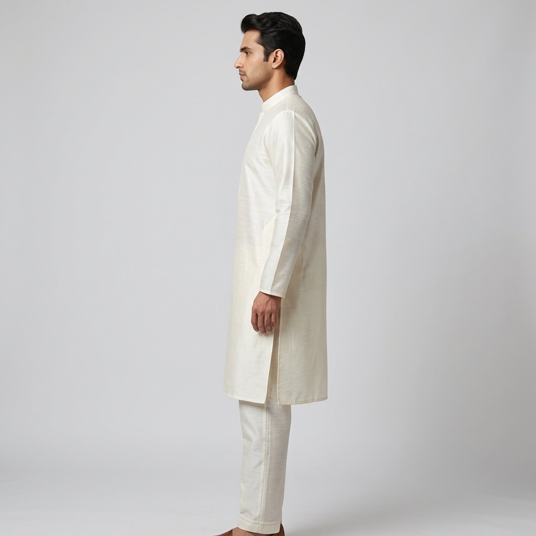 Regency Emporium - Raunaq Kurta Pajama Men's Off-White Embroidered Kurta Pajama Set
