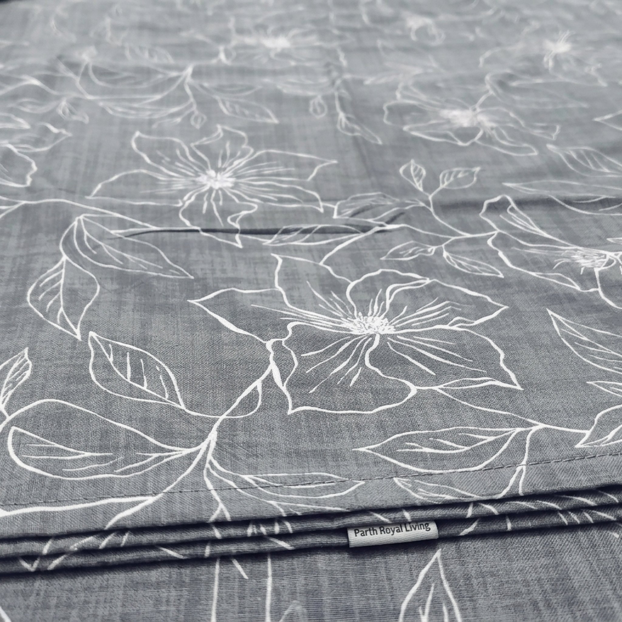 Parth International Grey Floral Cotton Double Bedsheet Set 4