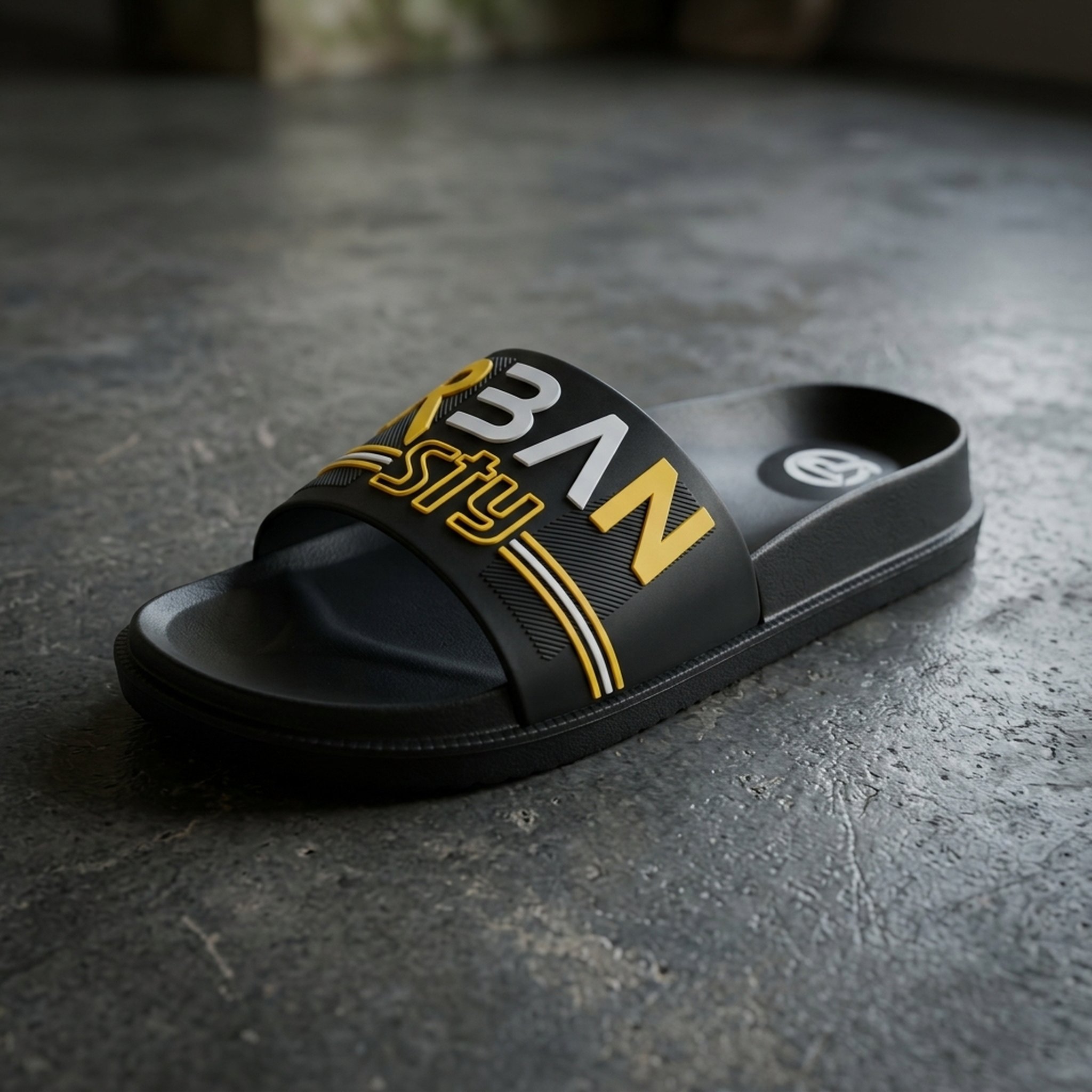 Keron footwear Black Rubber Strap Slippers 4