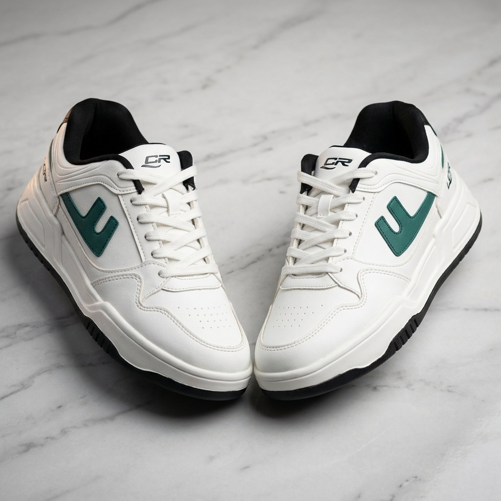 Keron footwear Men's White Green Casual Sneakers 3