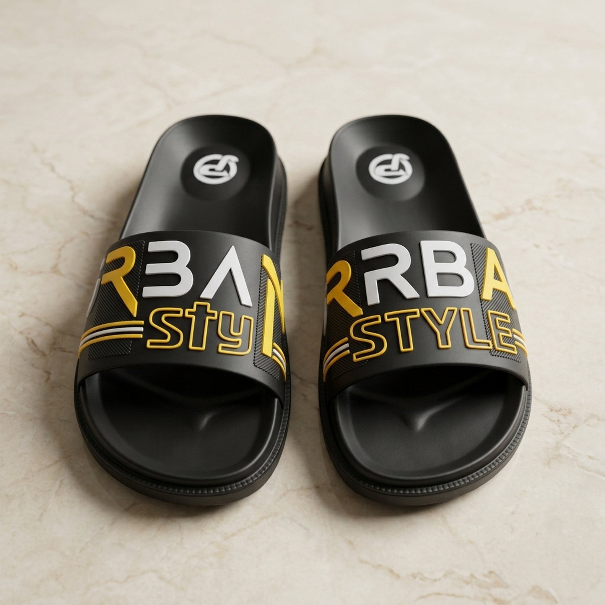 Keron footwear Black Rubber Strap Slippers 3
