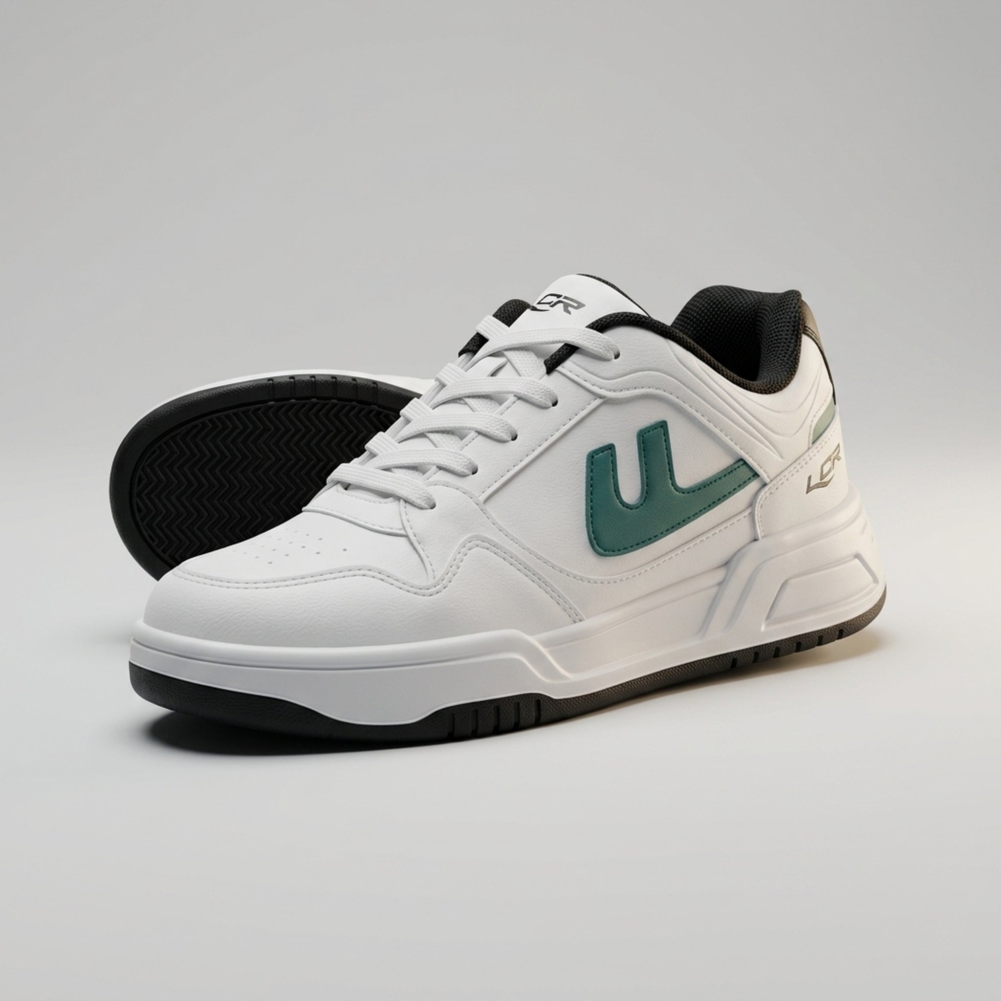 Keron footwear Men's White Green Casual Sneakers 2