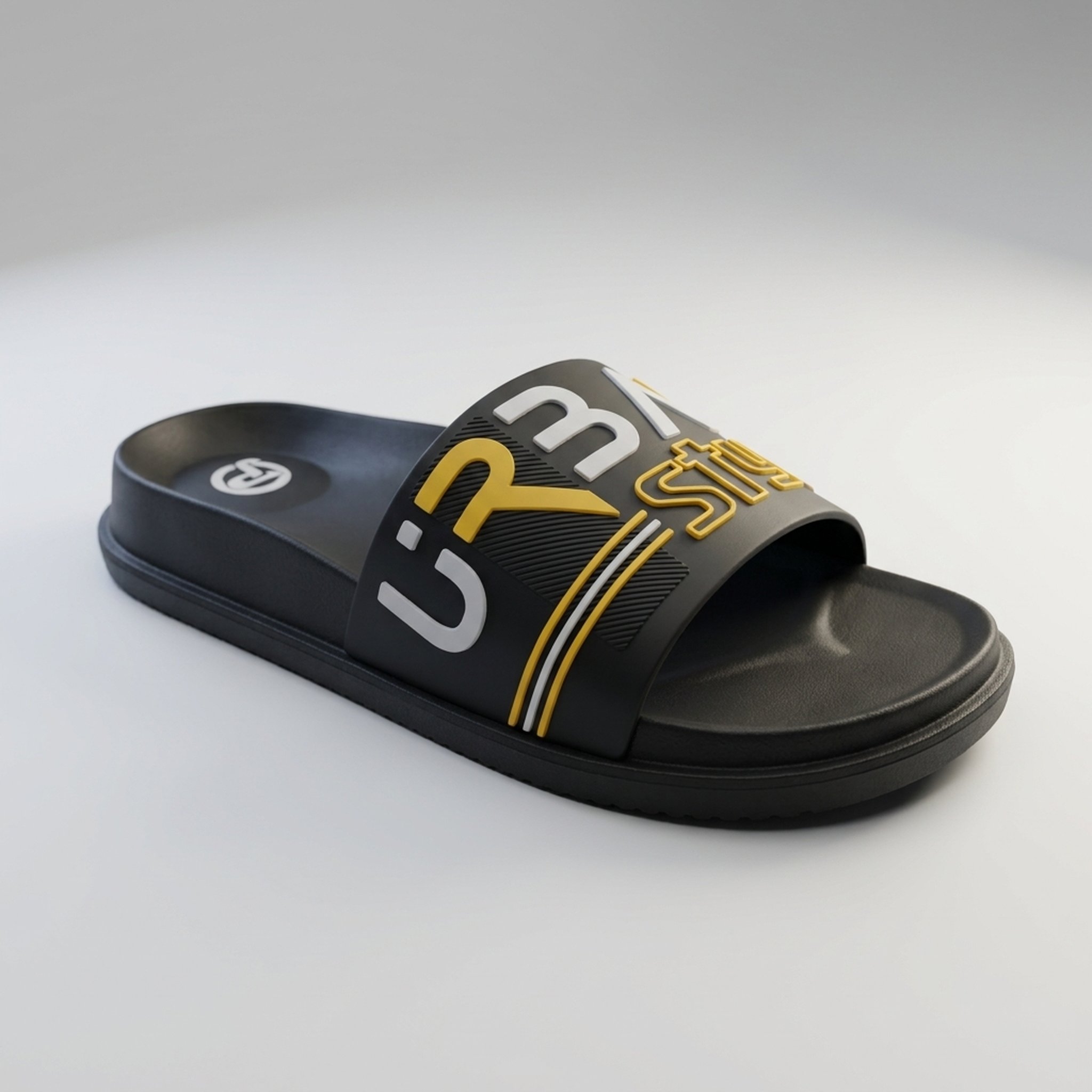 Keron footwear Black Rubber Strap Slippers 2