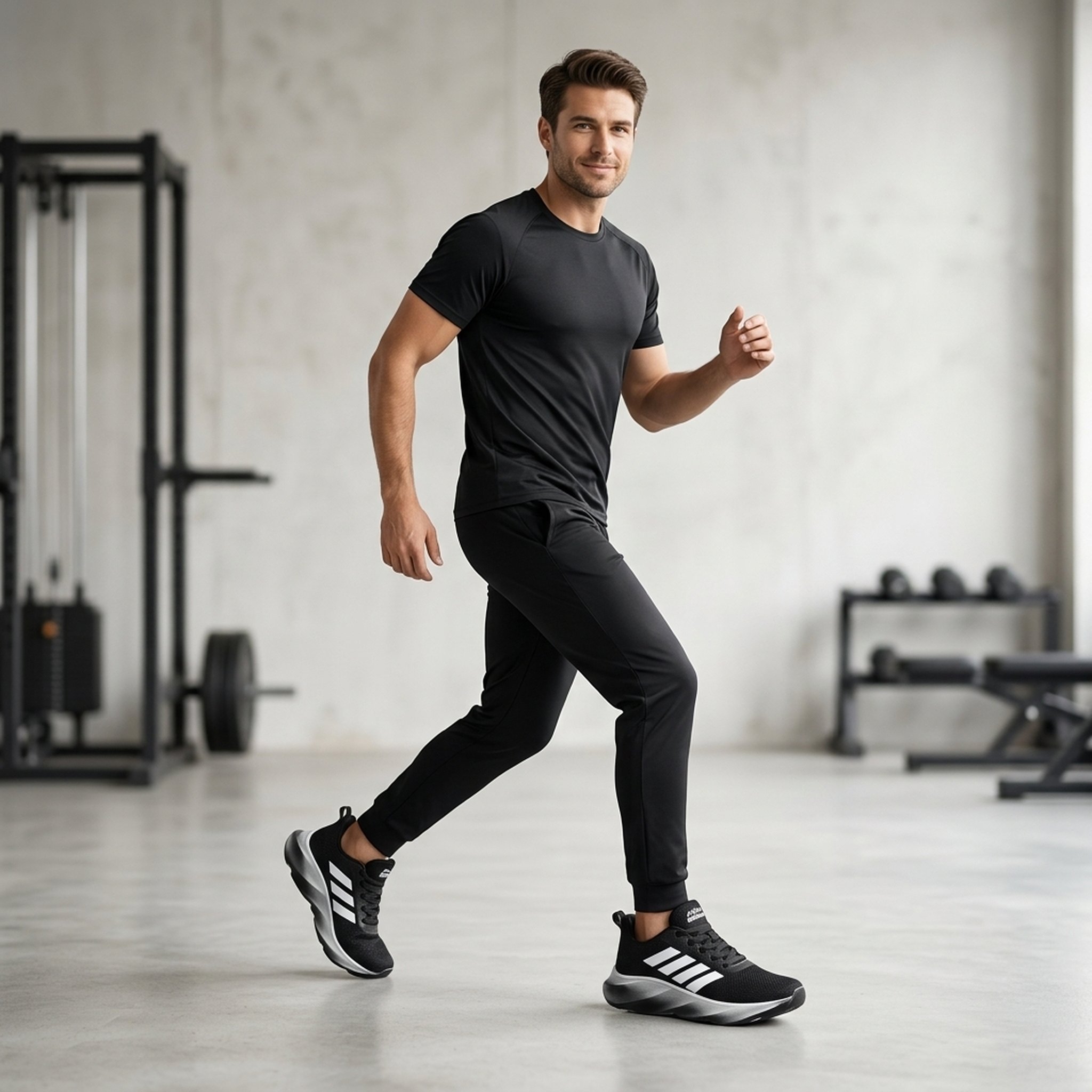 Keron footwear Men's Black Striped Sports Shoes