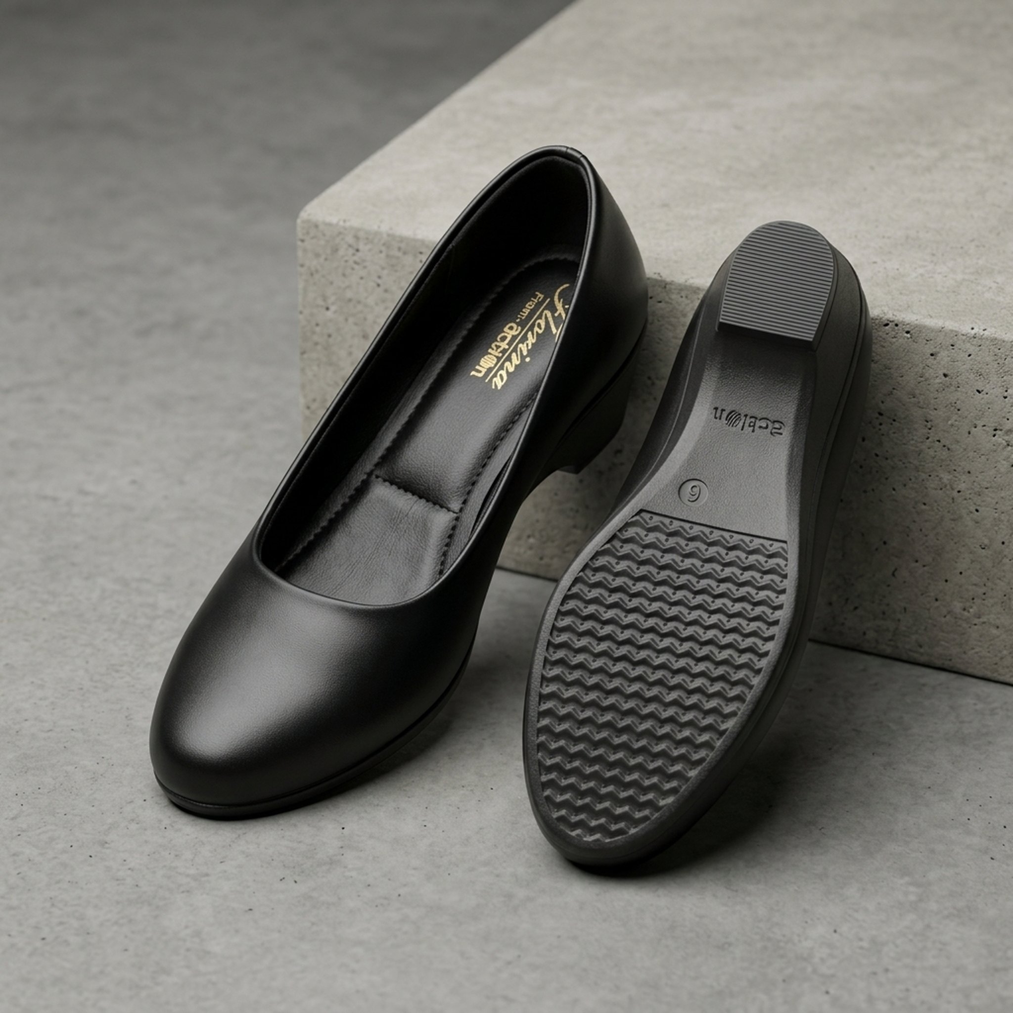 Keron footwear Women's Black Low Wedge Pumps