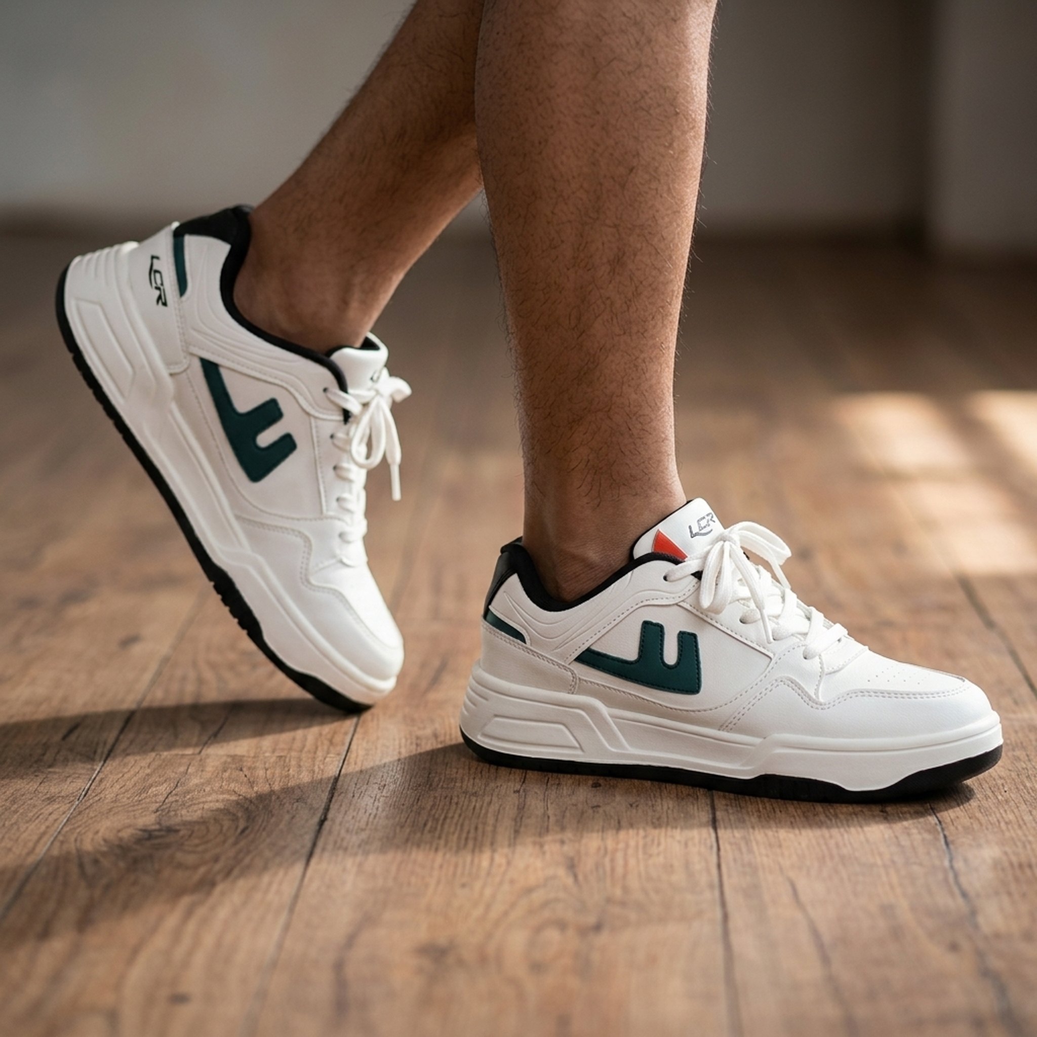Keron footwear Men's White Green Casual Sneakers 5