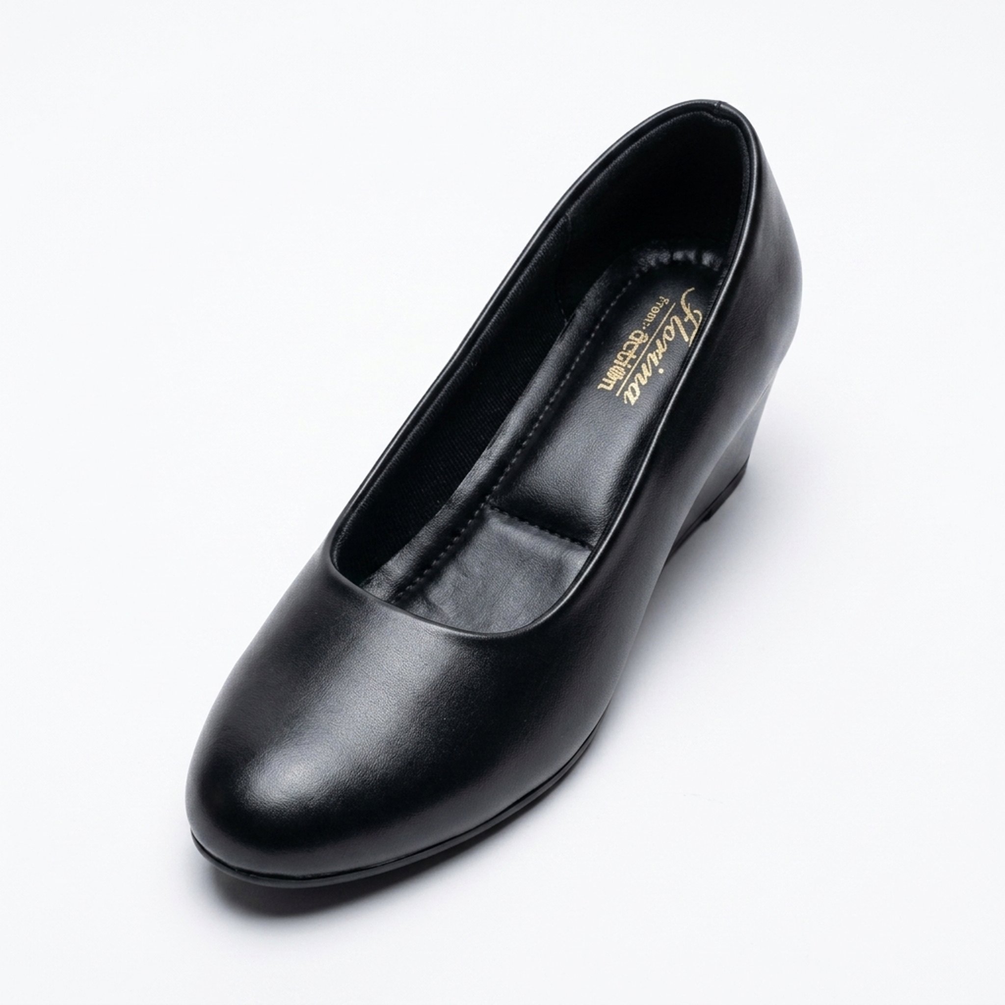 Keron footwear Women's Black Low Wedge Pumps 3